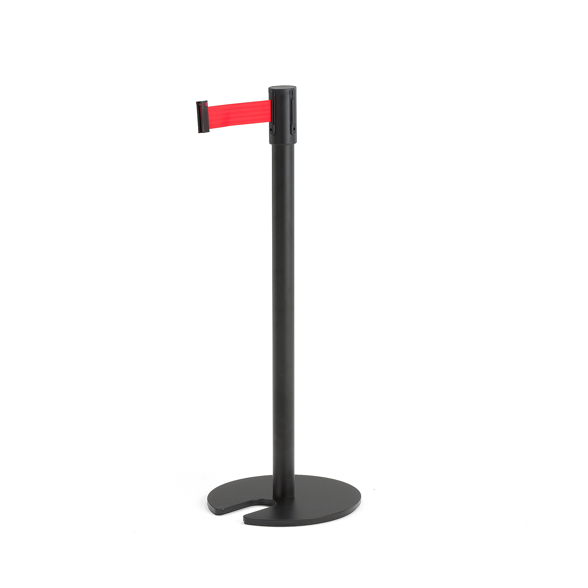 E-shop Bariérový systém, dĺžka 2000 mm, čierny stĺpik, červená páska