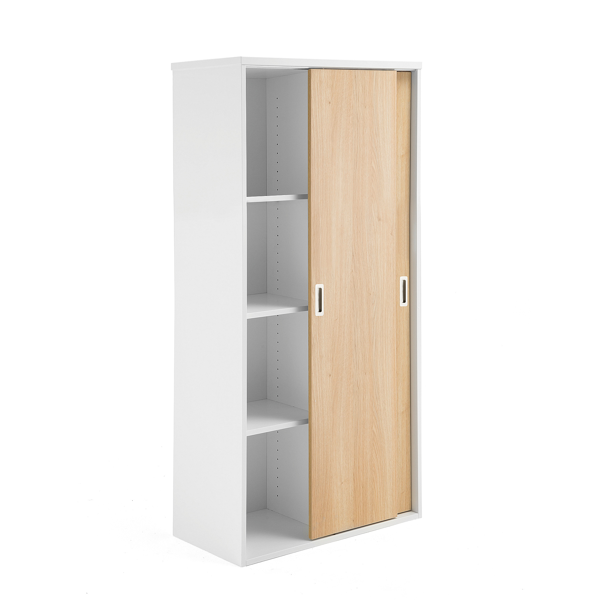 Kancelárska skriňa s posuvnými dverami MODULUS, 1600x800 mm, biela / dub