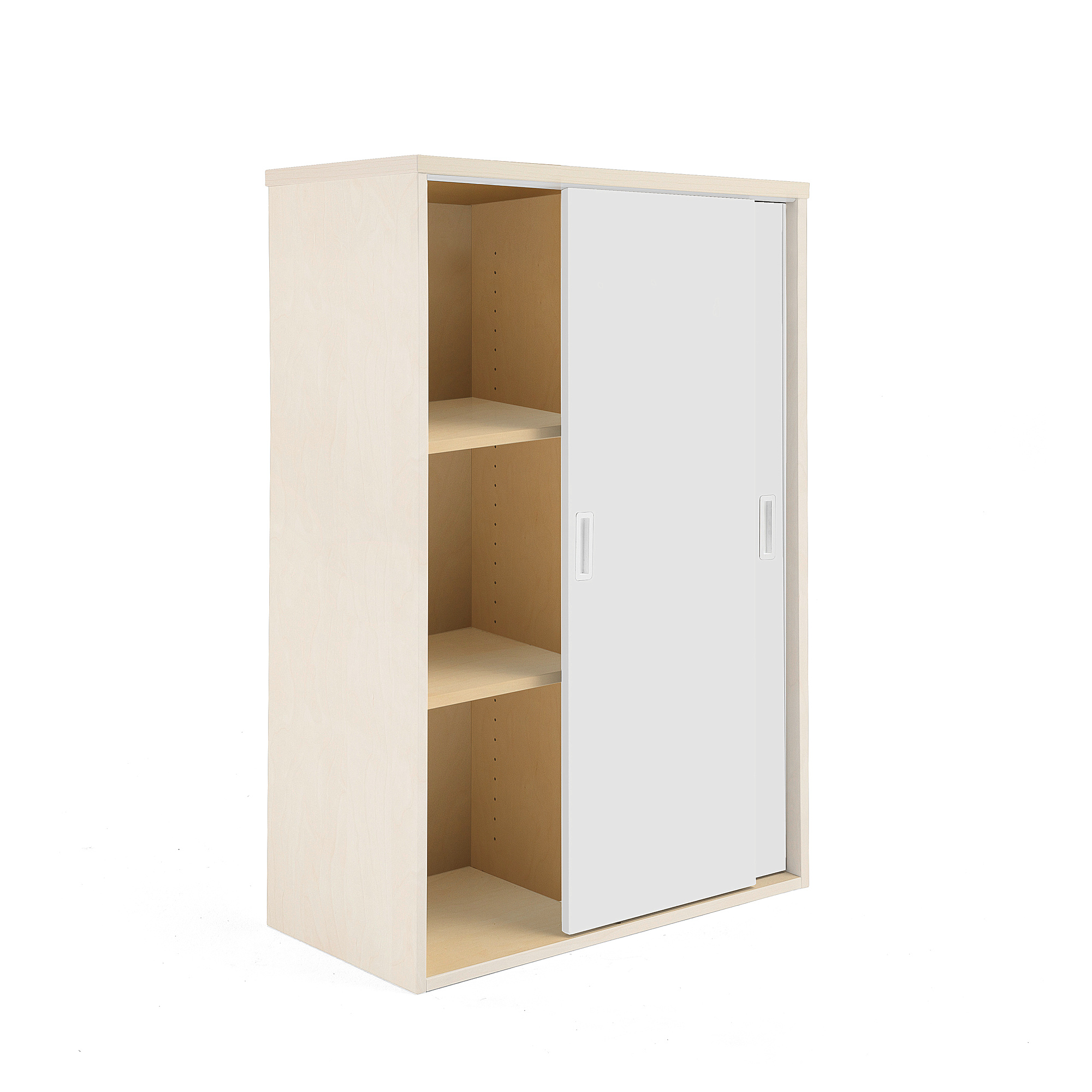 Kancelárska skriňa s posuvnými dverami MODULUS, 1200x800 mm, breza/biela