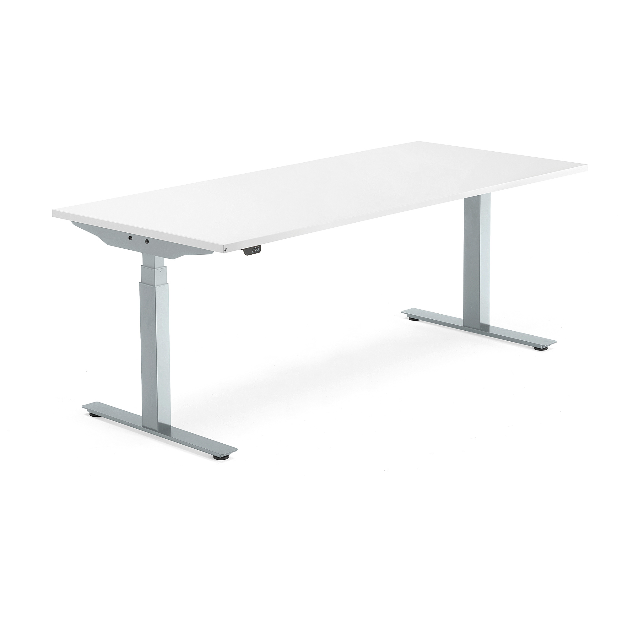 Výškově nastavitelný stůl MODULUS, 1800x800 mm, stříbrný rám, bílá