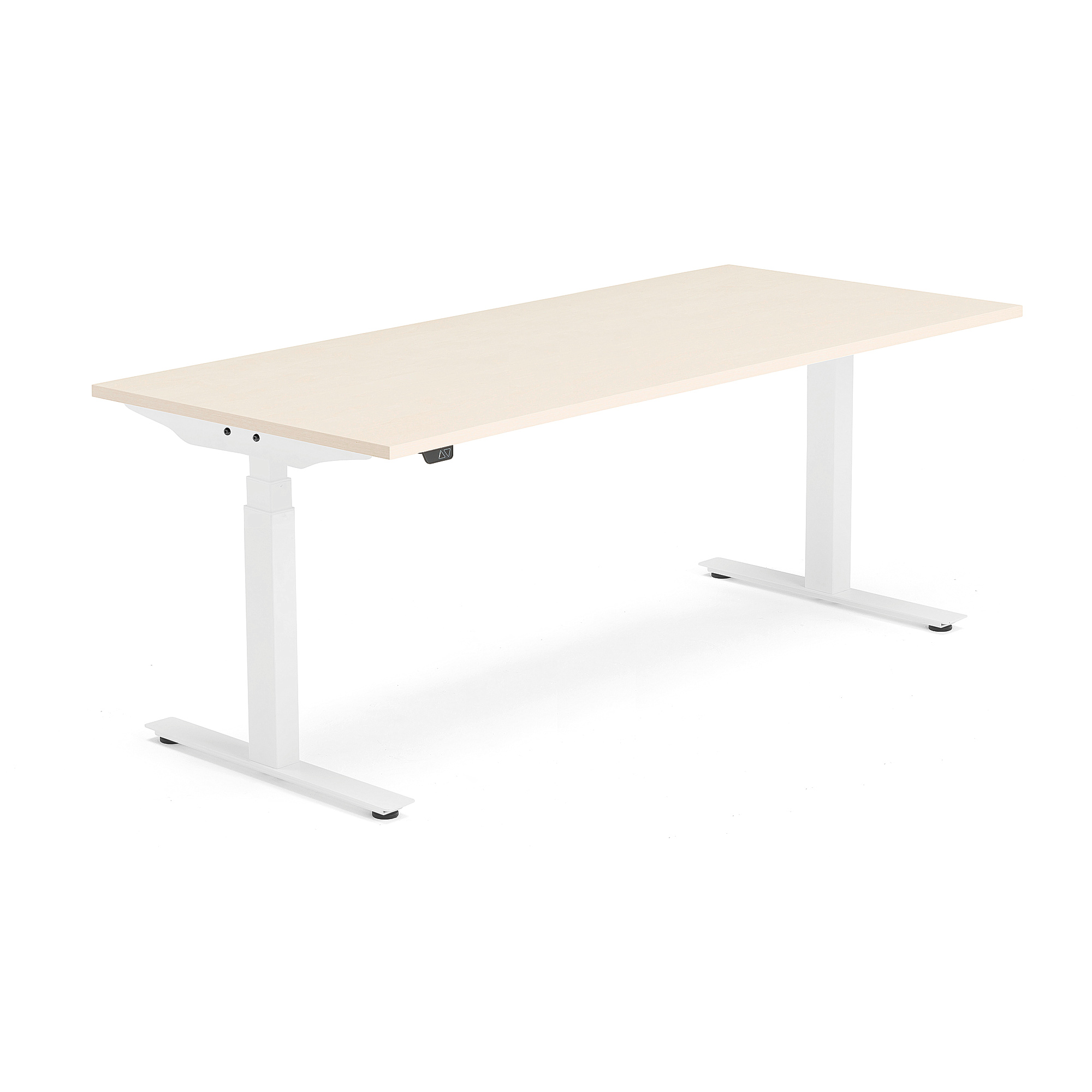 Výškově nastavitelný stůl MODULUS, 1800x800 mm, bílý rám, bříza