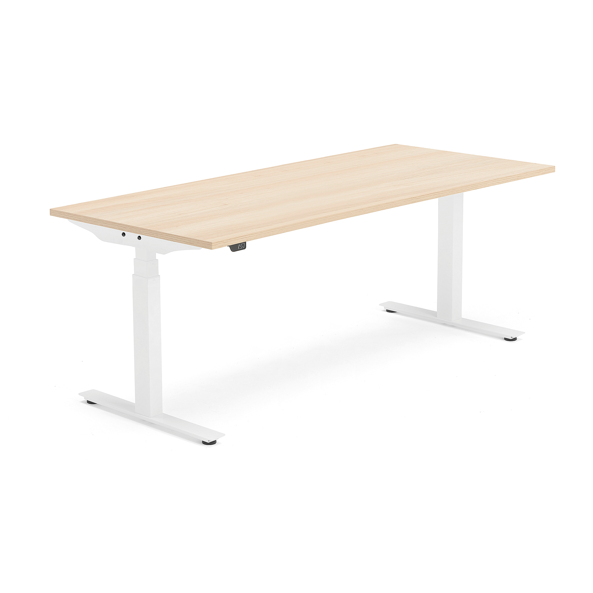 Výškově nastavitelný stůl MODULUS, 1800x800 mm, bílý rám, dub