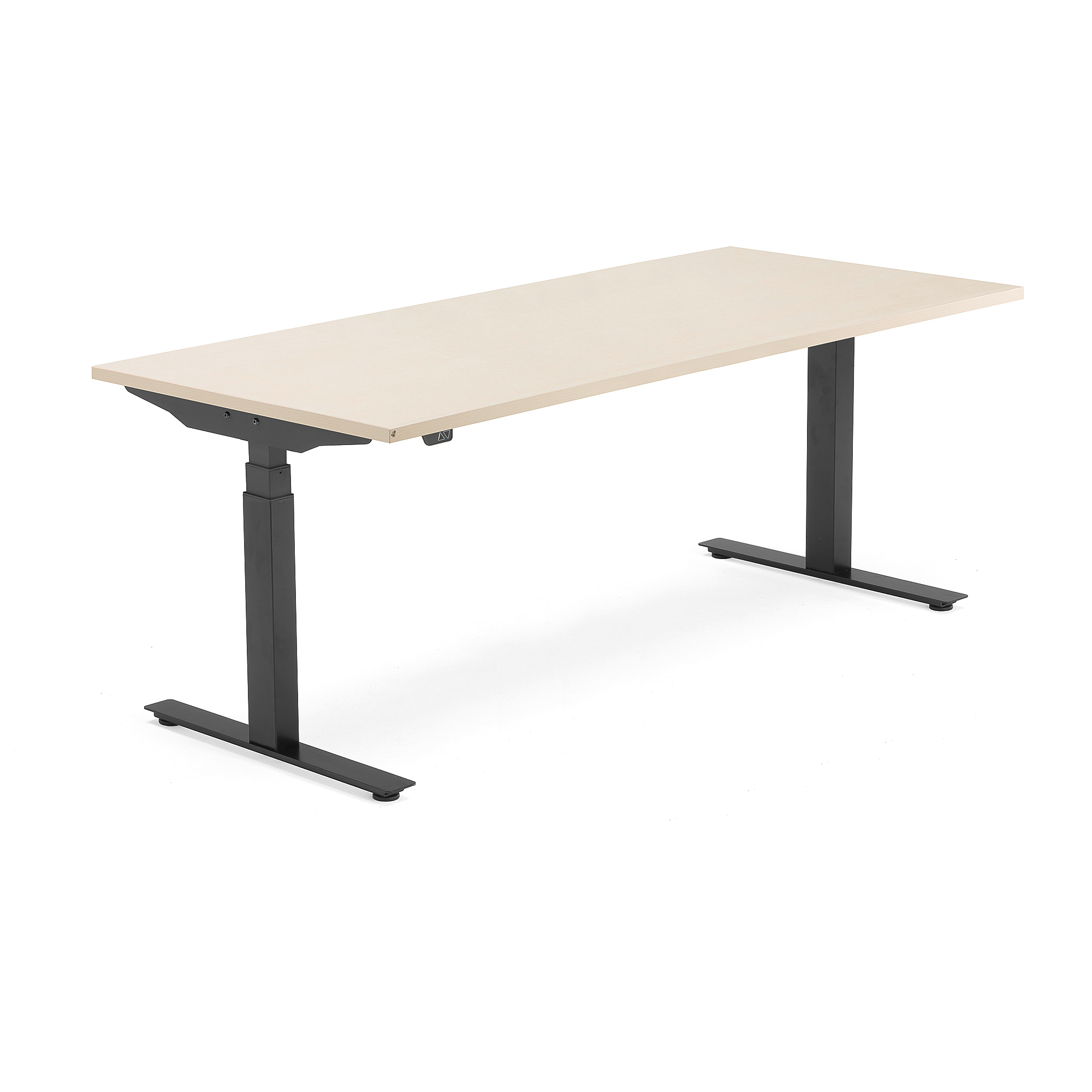 Výškově nastavitelný stůl MODULUS, 1800x800 mm, černý rám, bříza