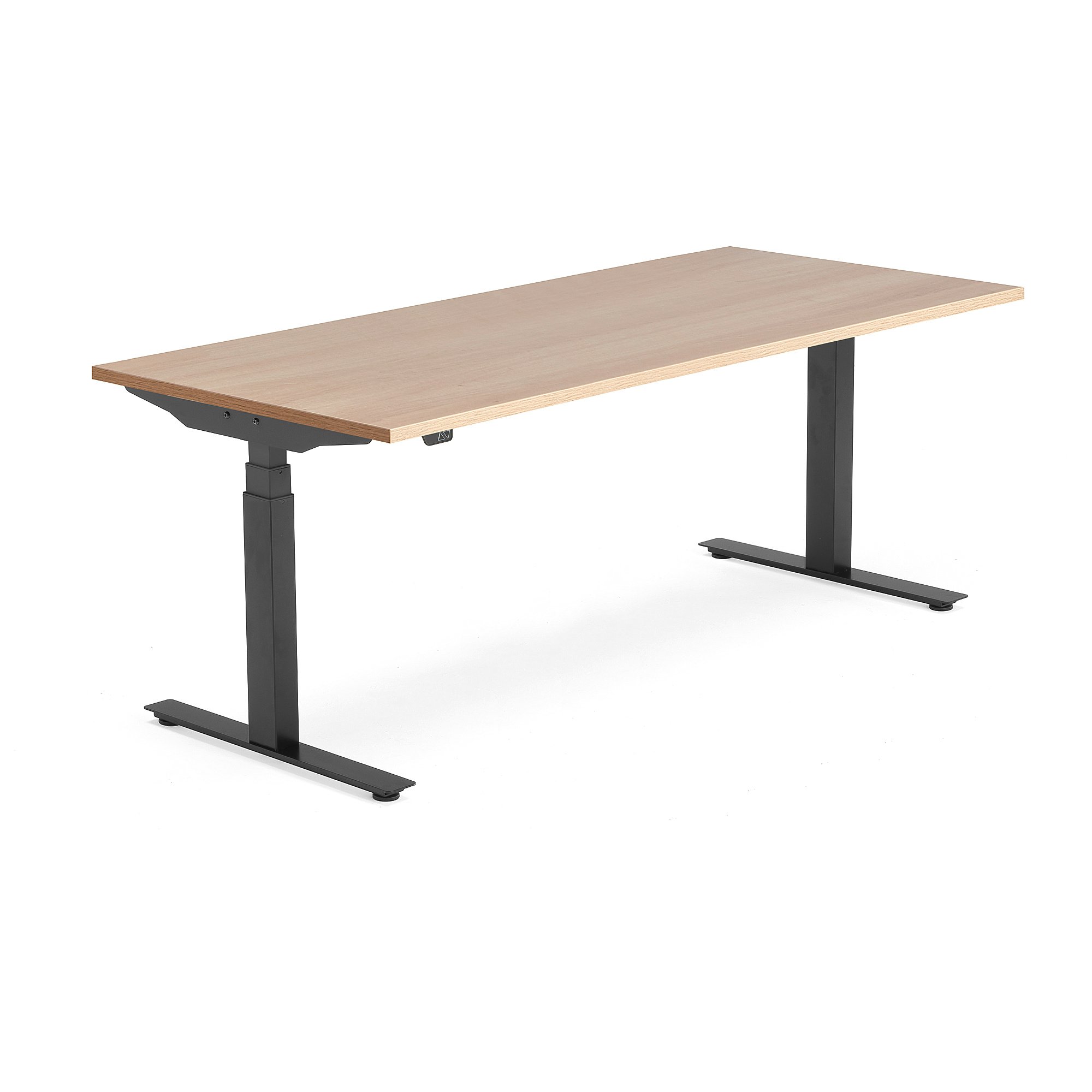 Výškově nastavitelný stůl MODULUS, 1800x800 mm, černý rám, dub