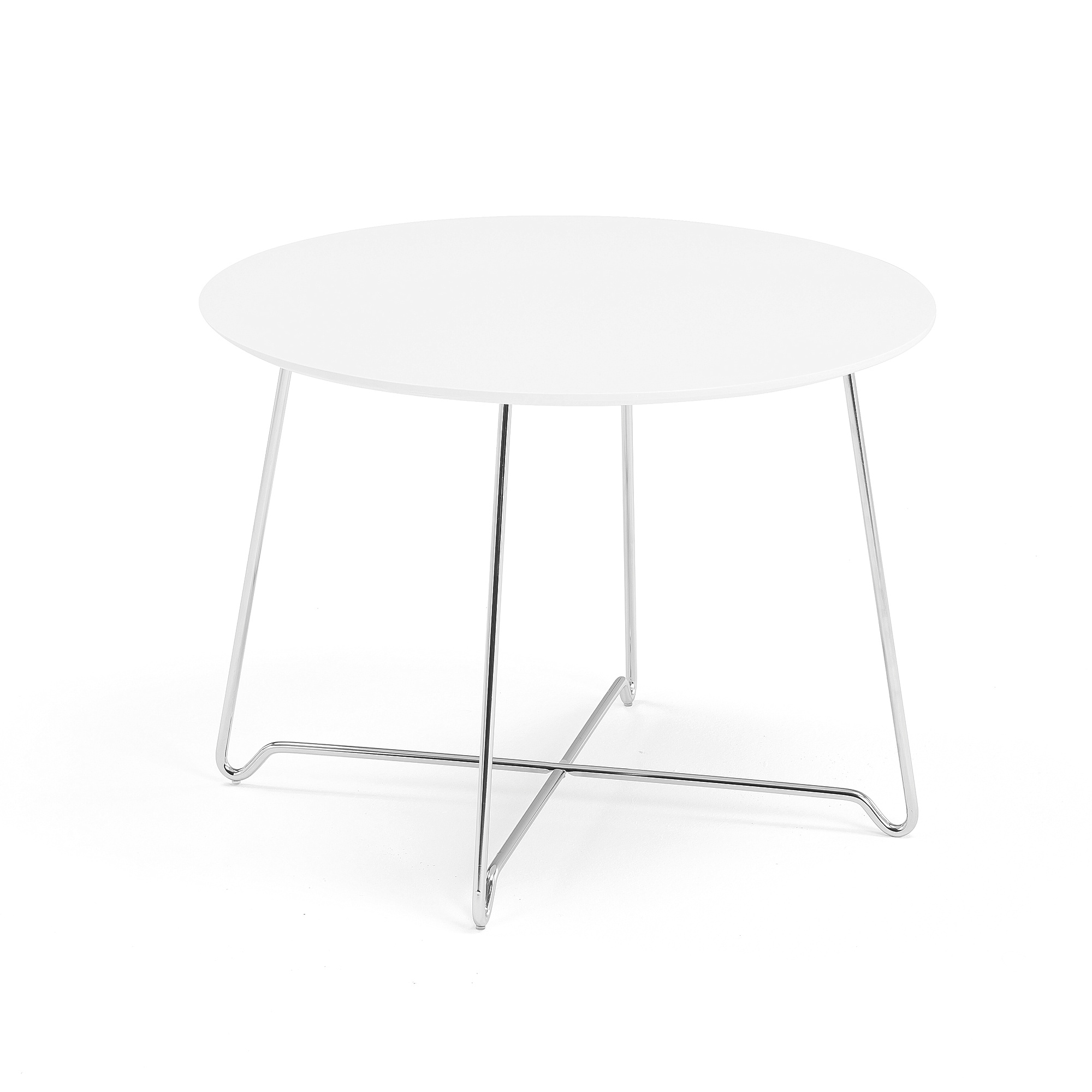 E-shop Kaviarenský stolík IRIS, výška 510 mm, chróm / biela