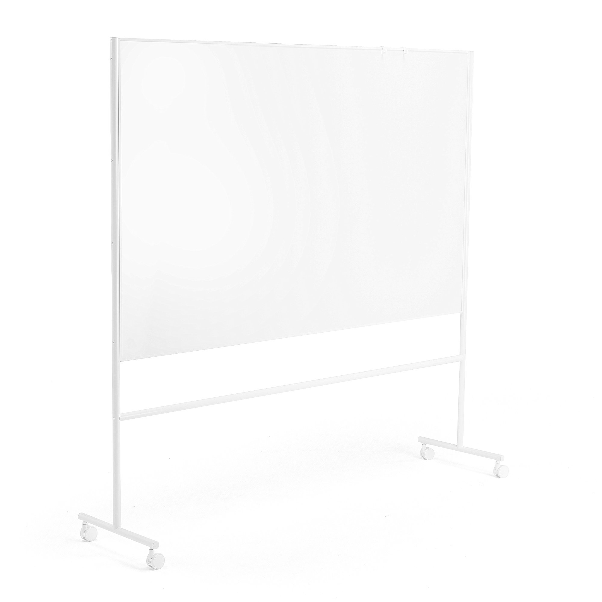 E-shop Biela magnetická tabuľa s kolieskami EMMA, obojstranná, 2000x1200 mm, biely rám