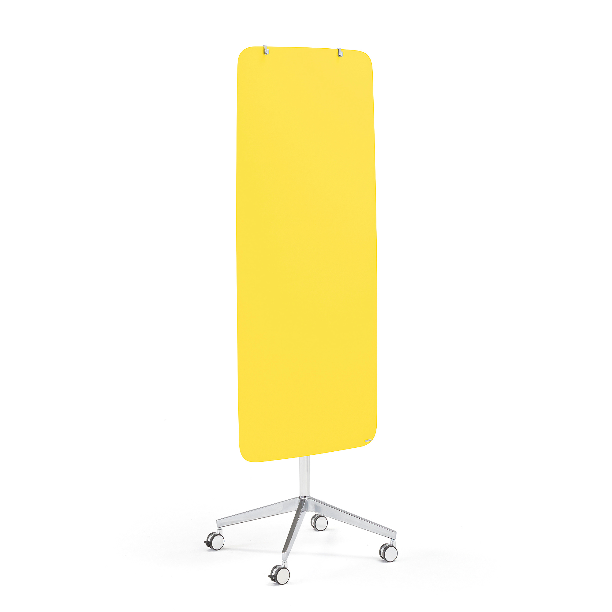Mobilní skleněná tabule STELLA, magnetická, kulaté rohy, žlutá