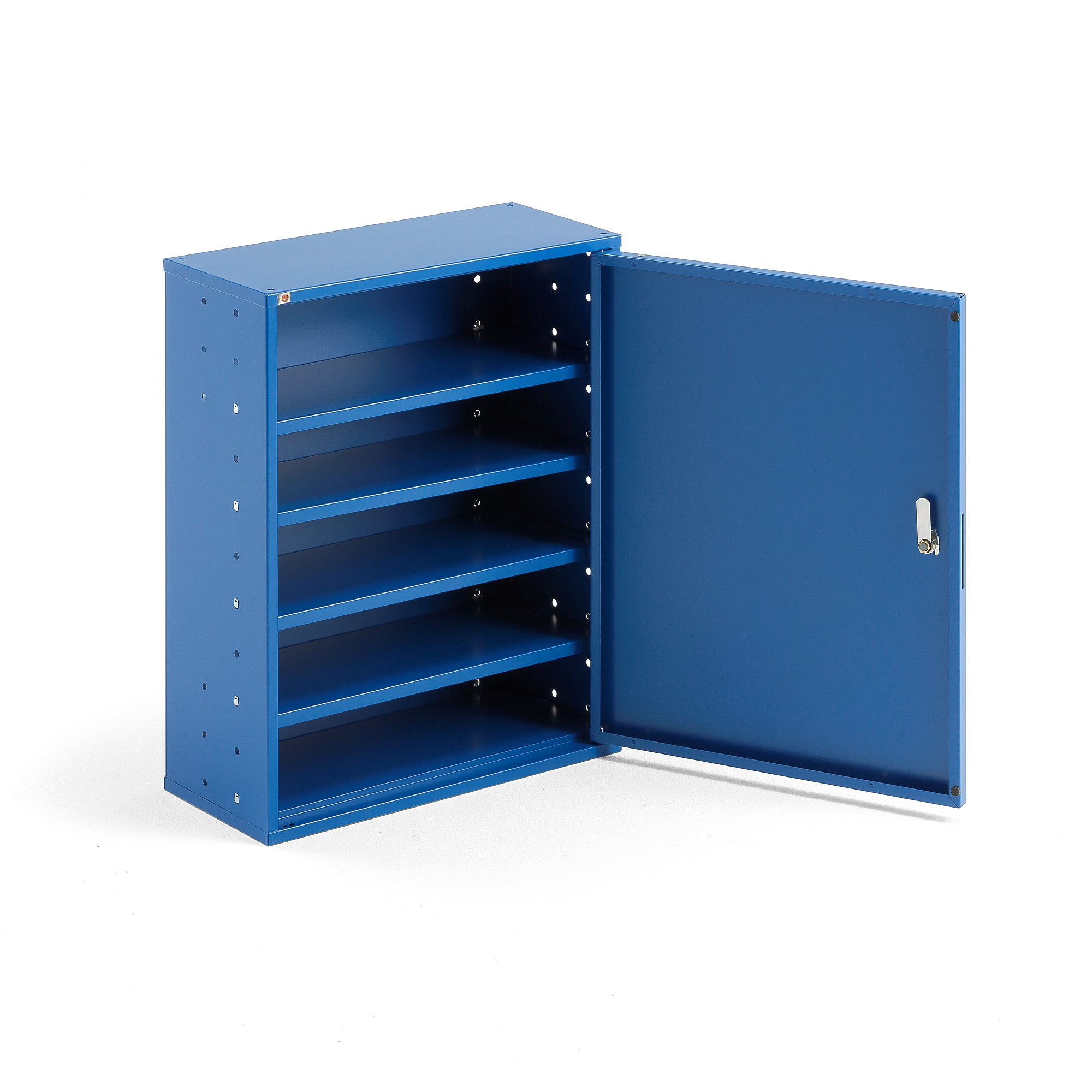 Levně Kovová skříňka SERVE, se 4 policemi, 580x470x205 mm, modrá