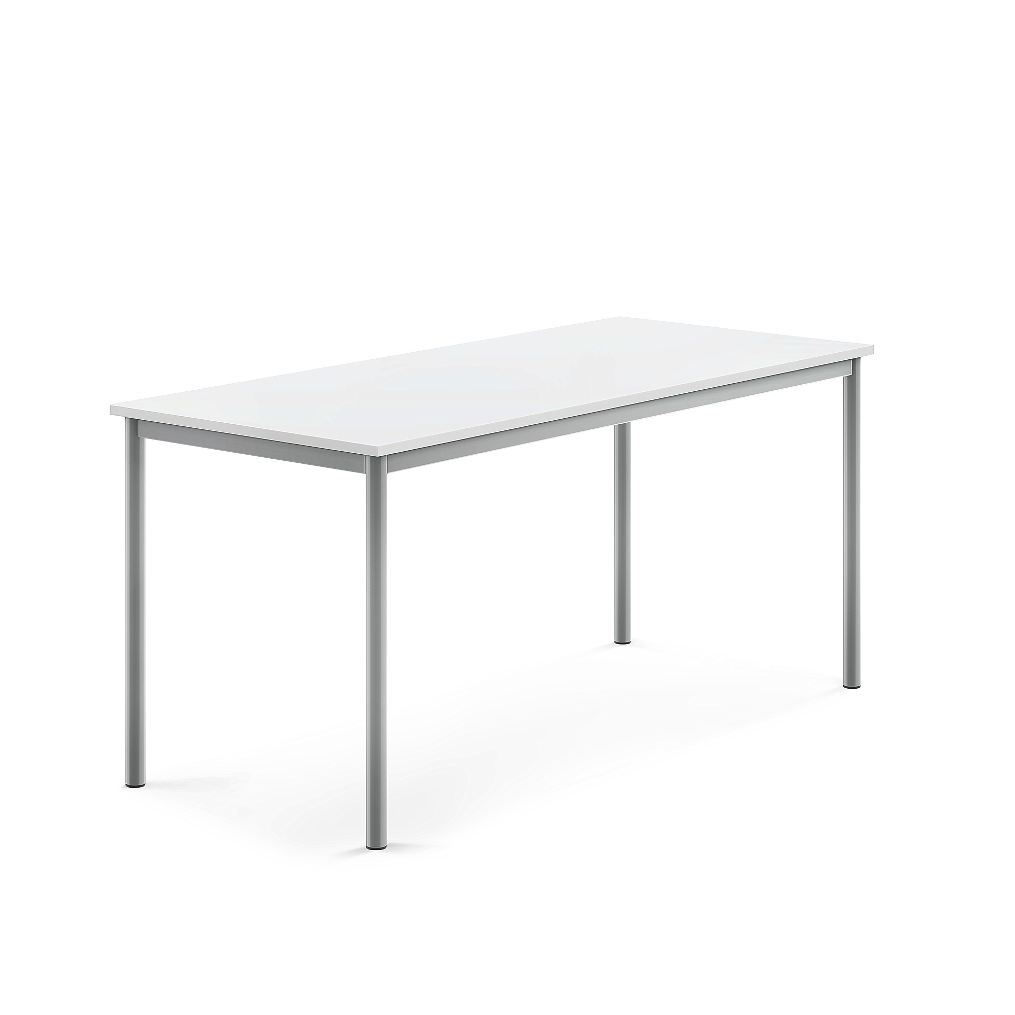 Stůl BORÅS, 1600x700x720 mm, stříbrné nohy, HPL deska, bílá