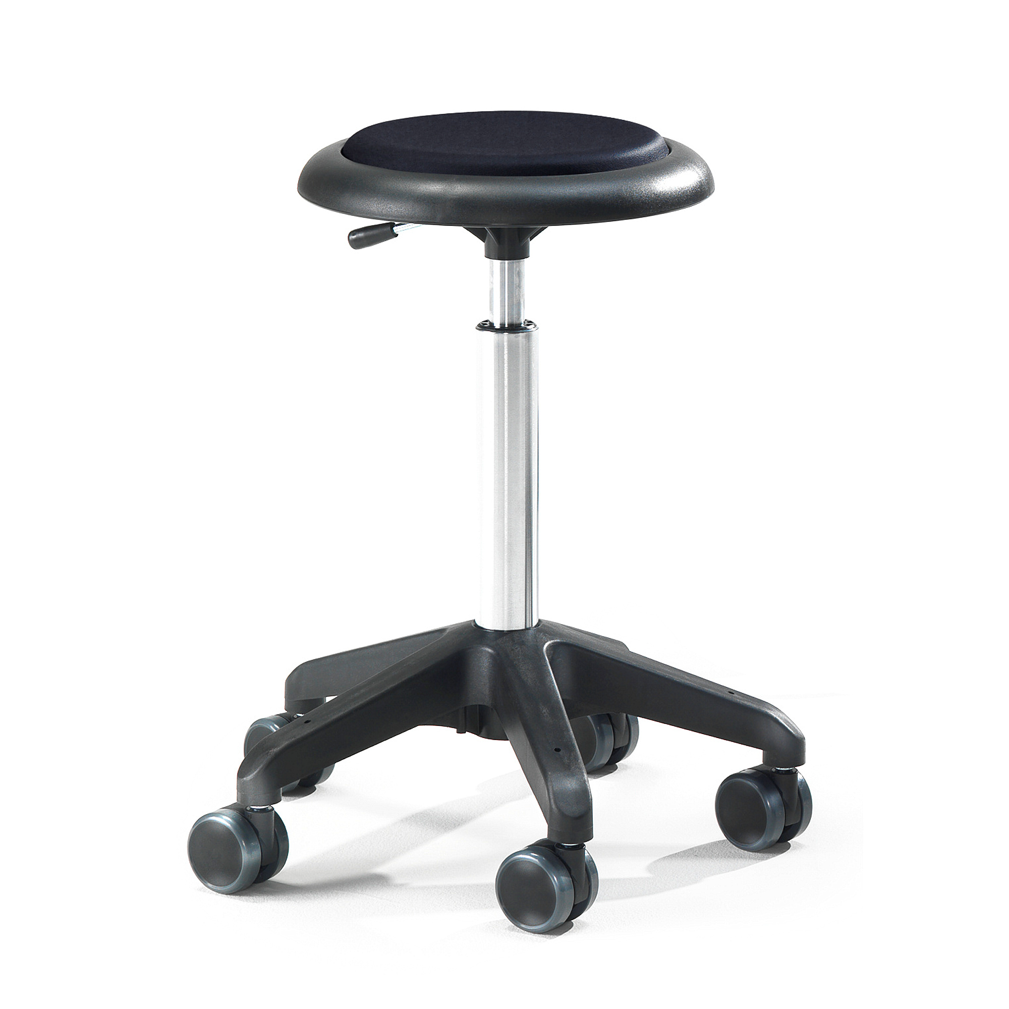 E-shop Pracovná dielenská stolička DIEGO, výška 540-730 mm, mikrovlákno, čierna