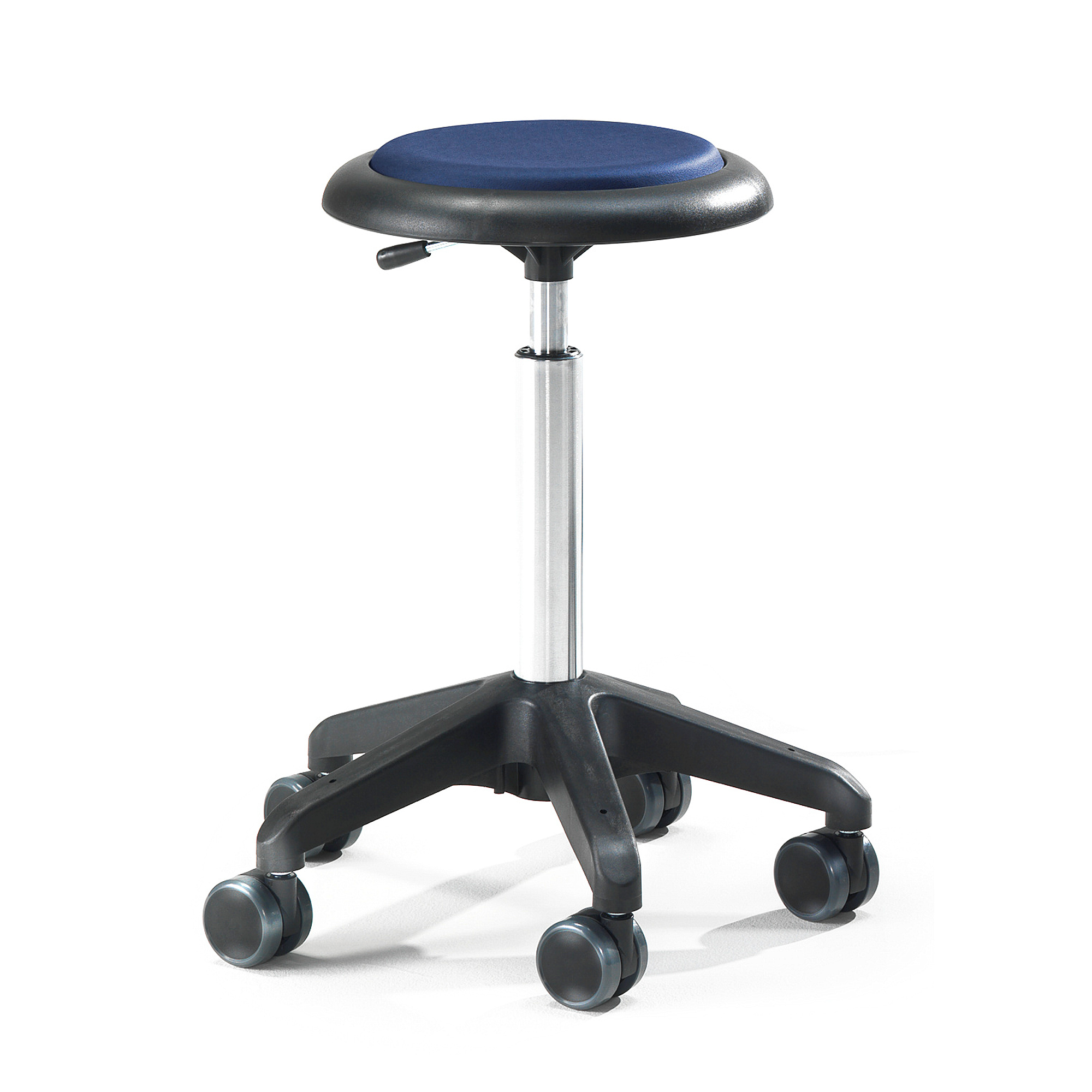 E-shop Pracovná dielenská stolička DIEGO, výška 440-570 mm, mikrovlákno, modrá