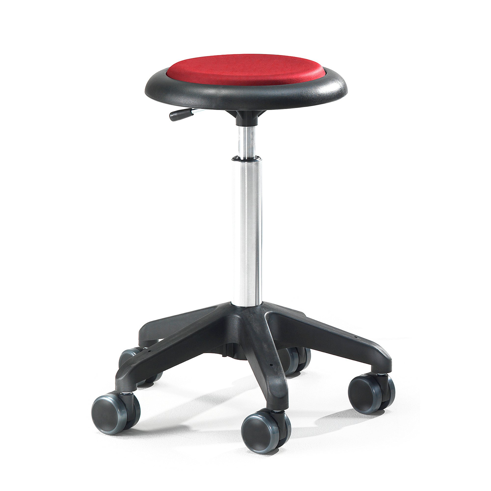 E-shop Pracovná dielenská stolička DIEGO, výška 440-570 mm, mikrovlákno, červená