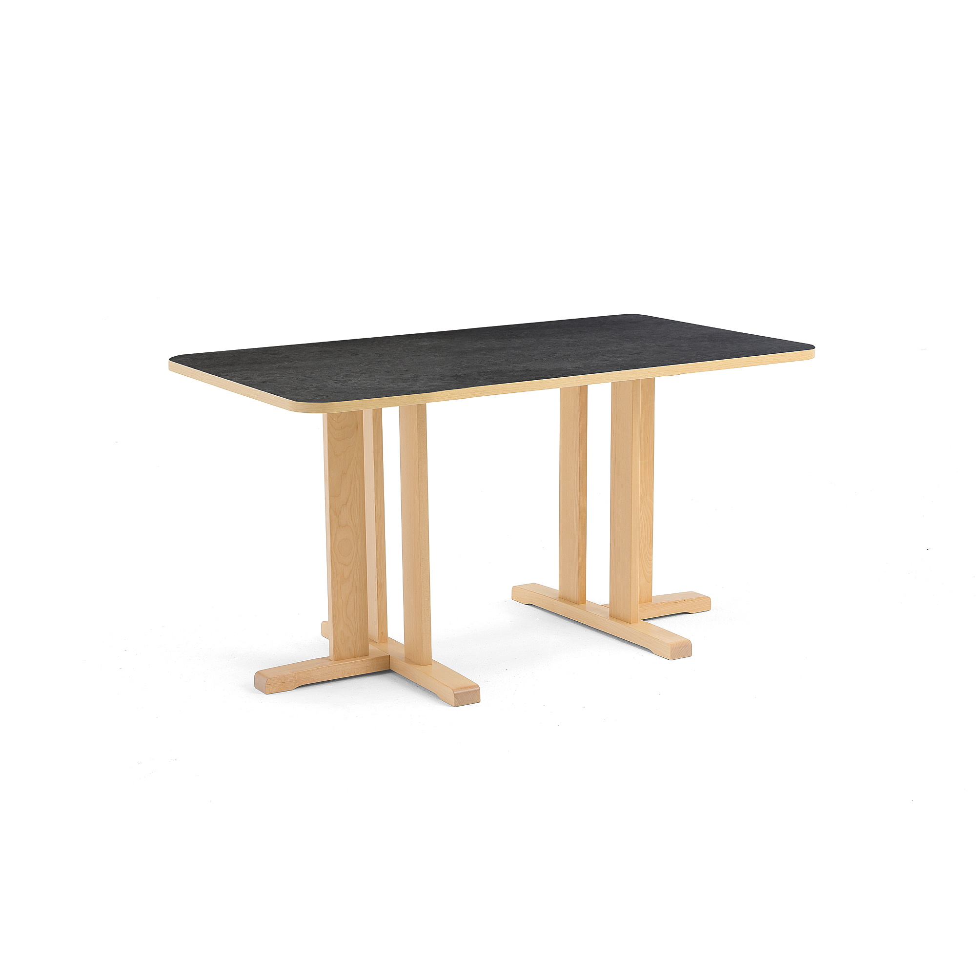Stůl KUPOL, 1400x800x720 mm, obdélník, akustické linoleum, bříza/tmavě šedá