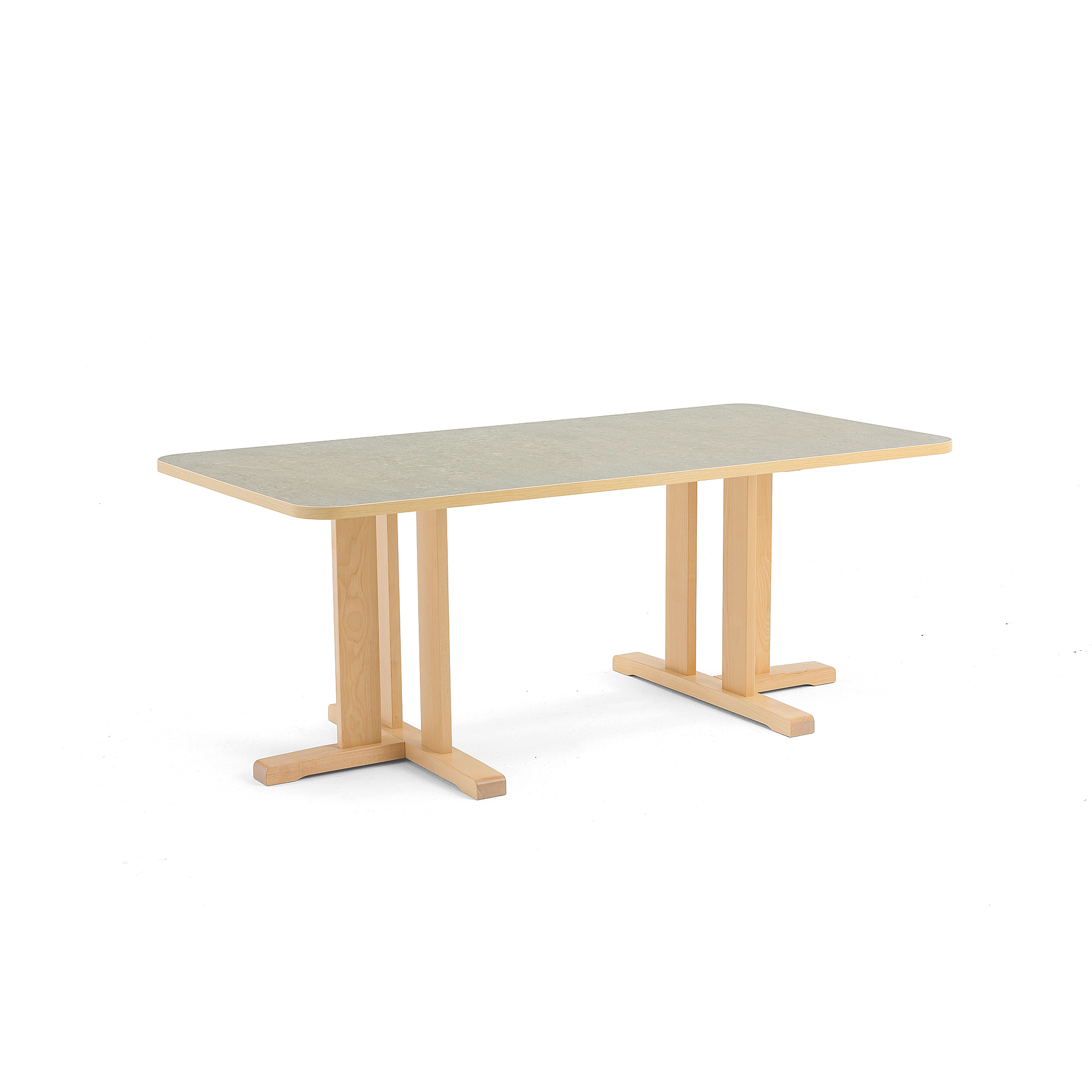 Levně Stůl KUPOL, 1600x800x600 mm, obdélník, akustické linoleum, bříza/šedá