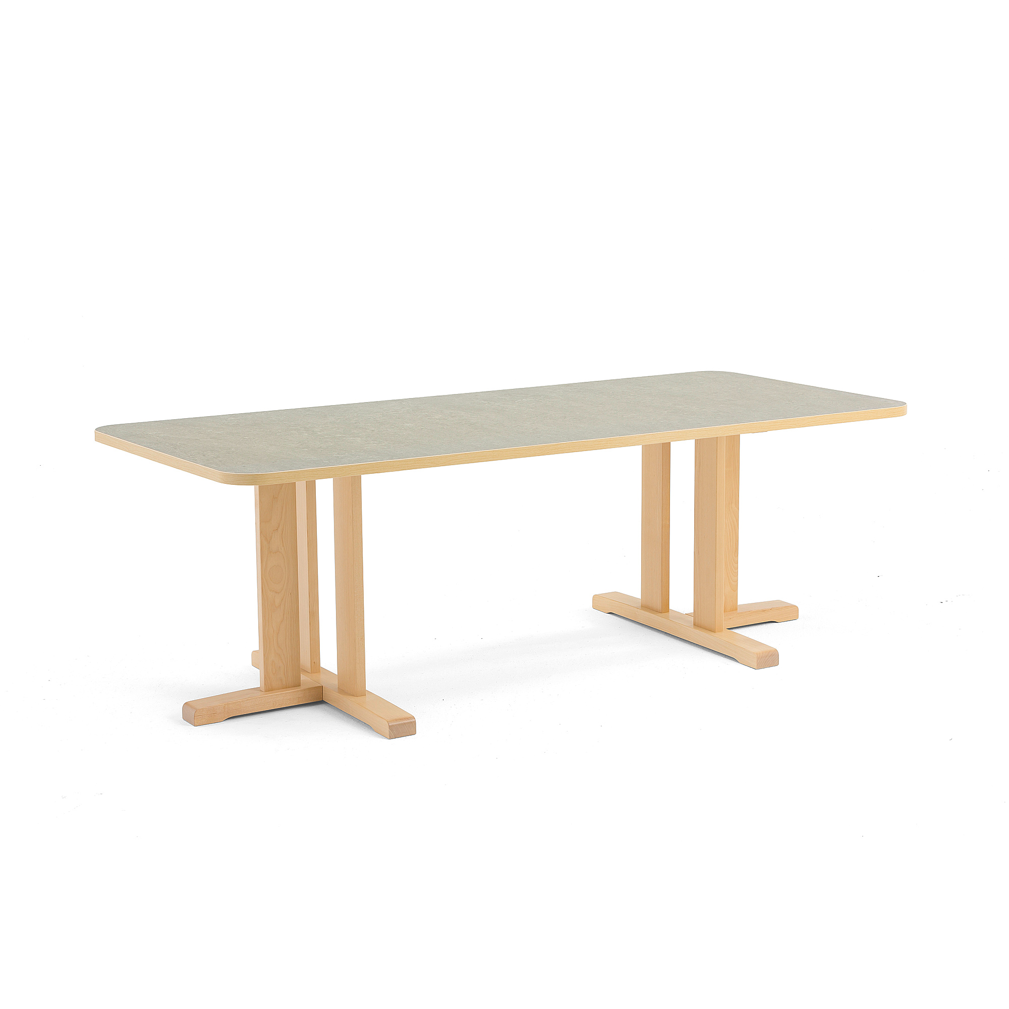 Stůl KUPOL, 1800x800x600 mm, obdélník, akustické linoleum, bříza/šedá