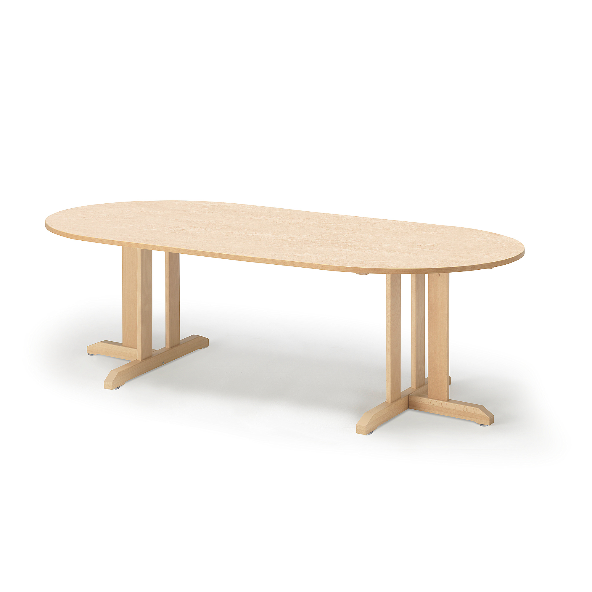 Stůl KUPOL, 2000x800x600 mm, oválný, akustické linoleum, bříza/béžová