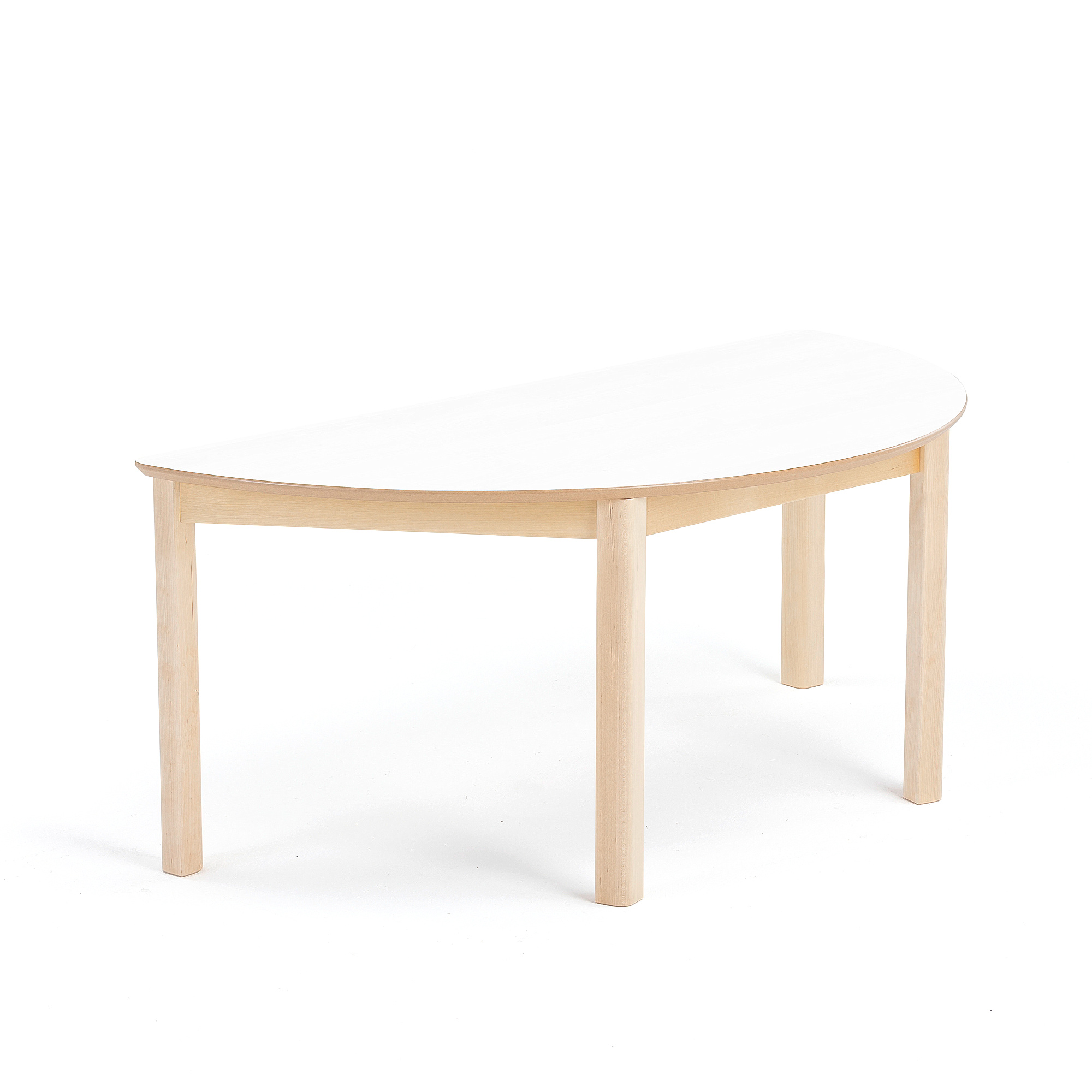 E-shop Detský stôl ZET, polkruh, breza + biela, 1200x600x500 mm