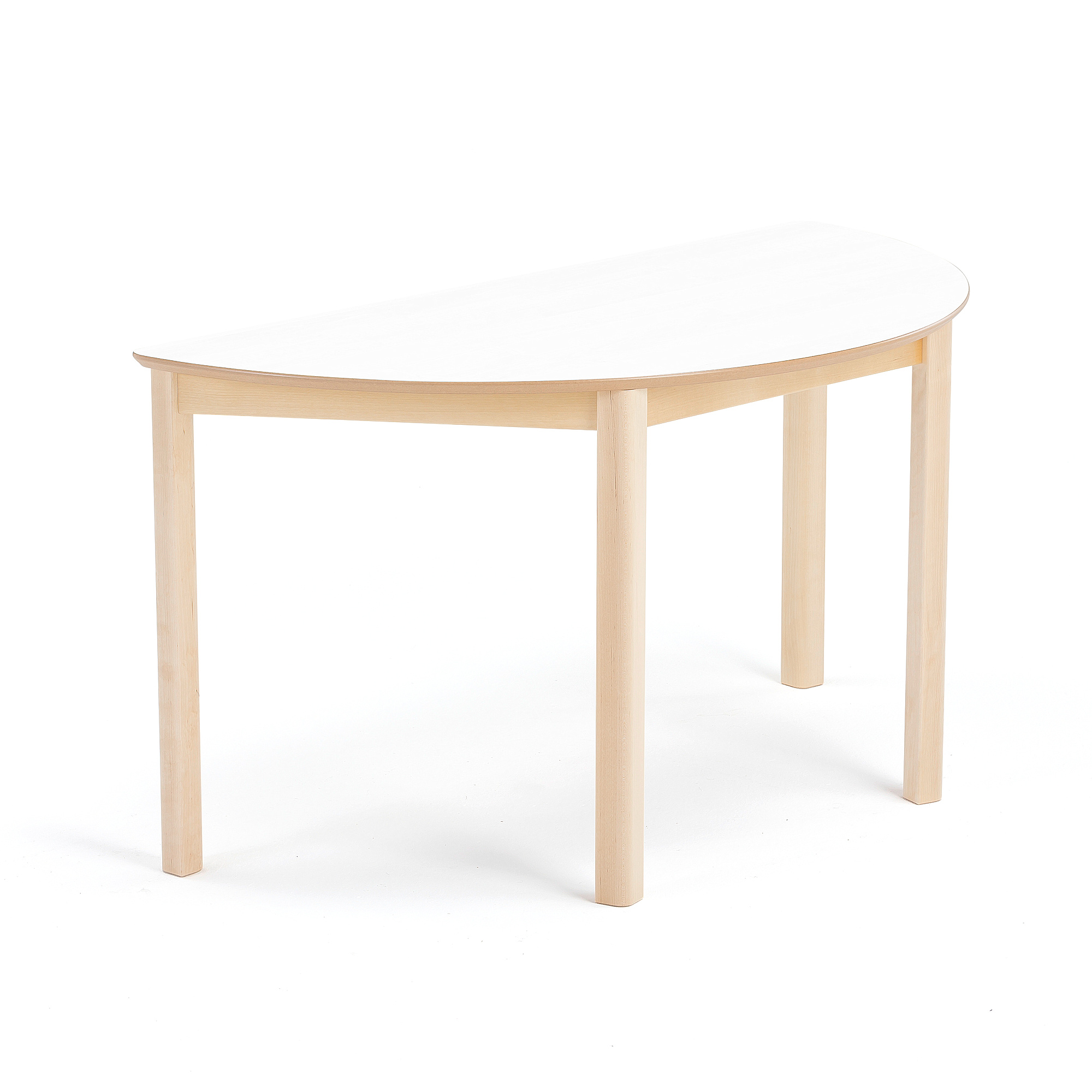 E-shop Detský stôl ZET, polkruh, breza + biela, 1200x600x630 mm