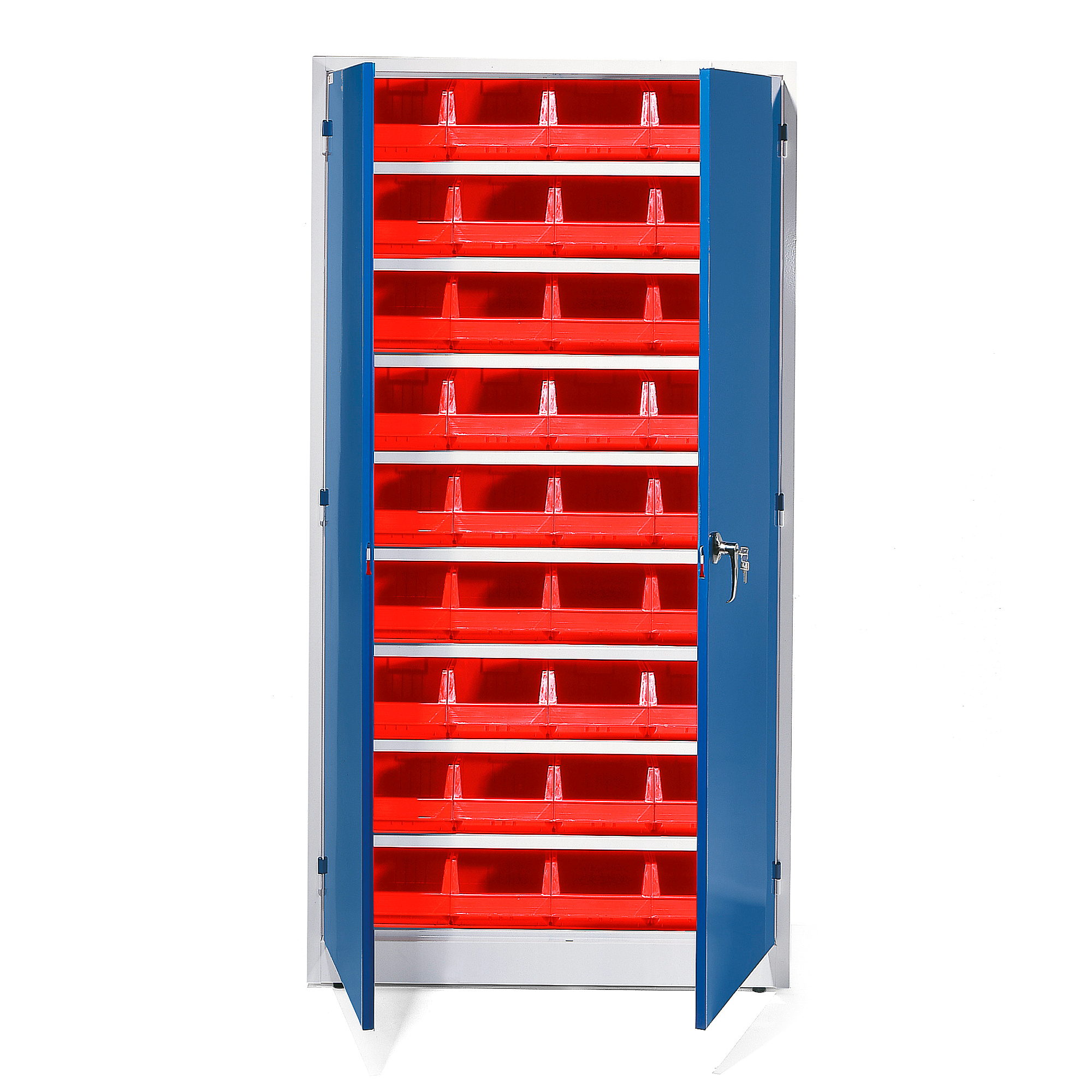 E-shop Kovová skriňa STYLE s 36 červenými boxami série 9000, 1900x1000x400 mm
