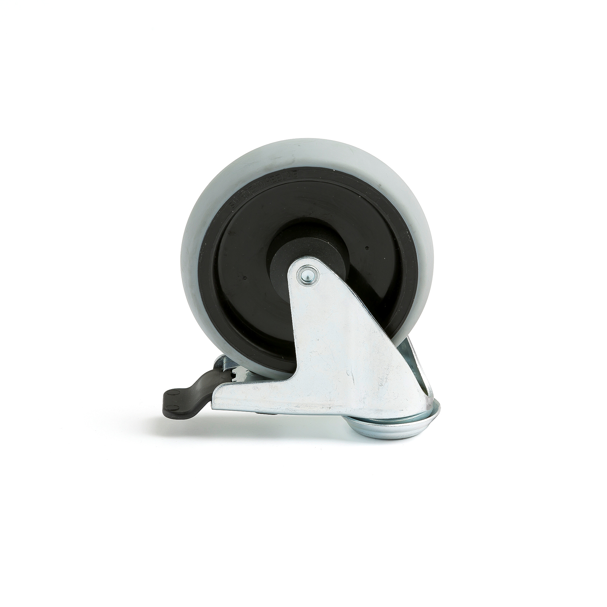 E-shop Otočné gumové koliesko s brzdou, 125x32 mm, nosnosť 100 kg