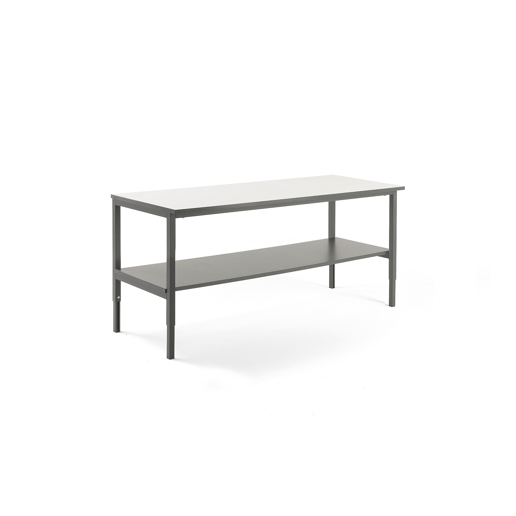 E-shop Dielenský stôl CARGO, so spodnou policou, 2000x750 mm, biela / šedá