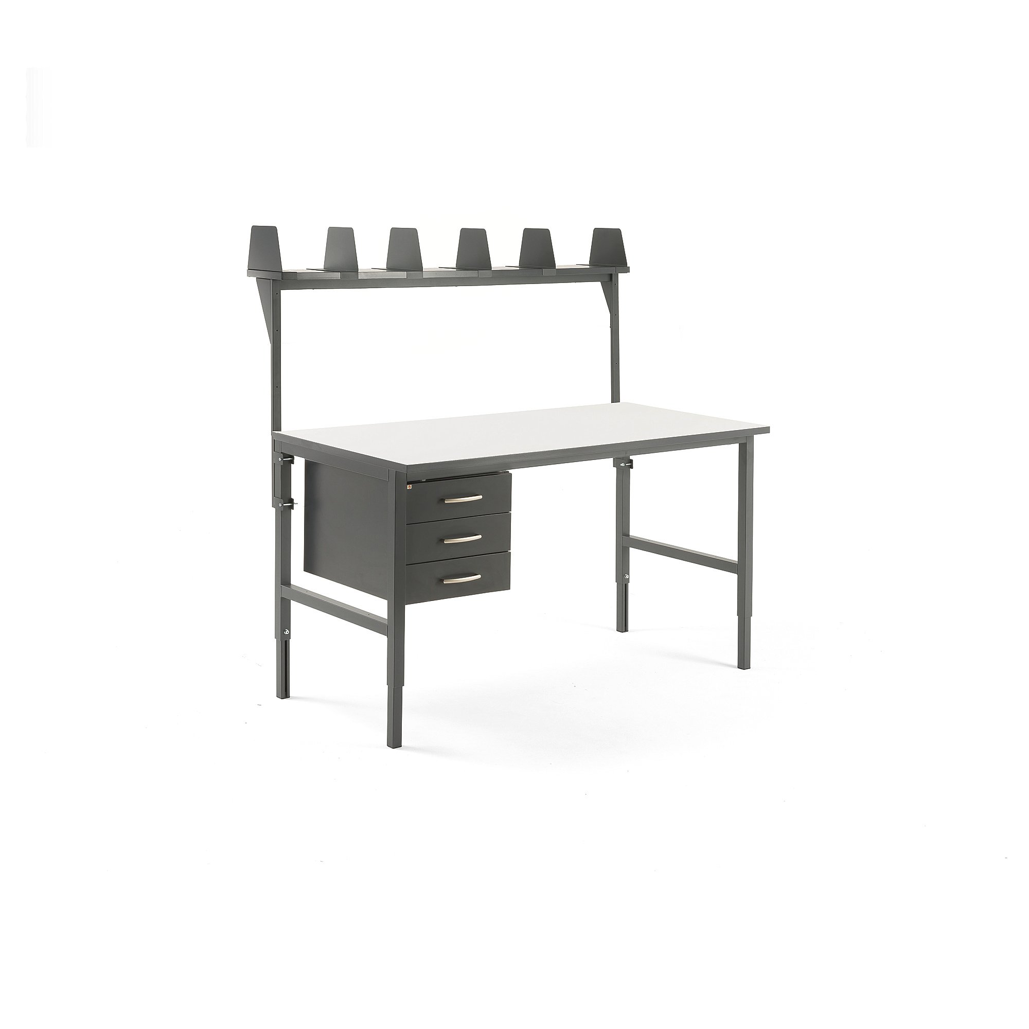 E-shop Dielenský stôl Cargo, 1600x750 mm, 3 zásuvky + vrchná polica