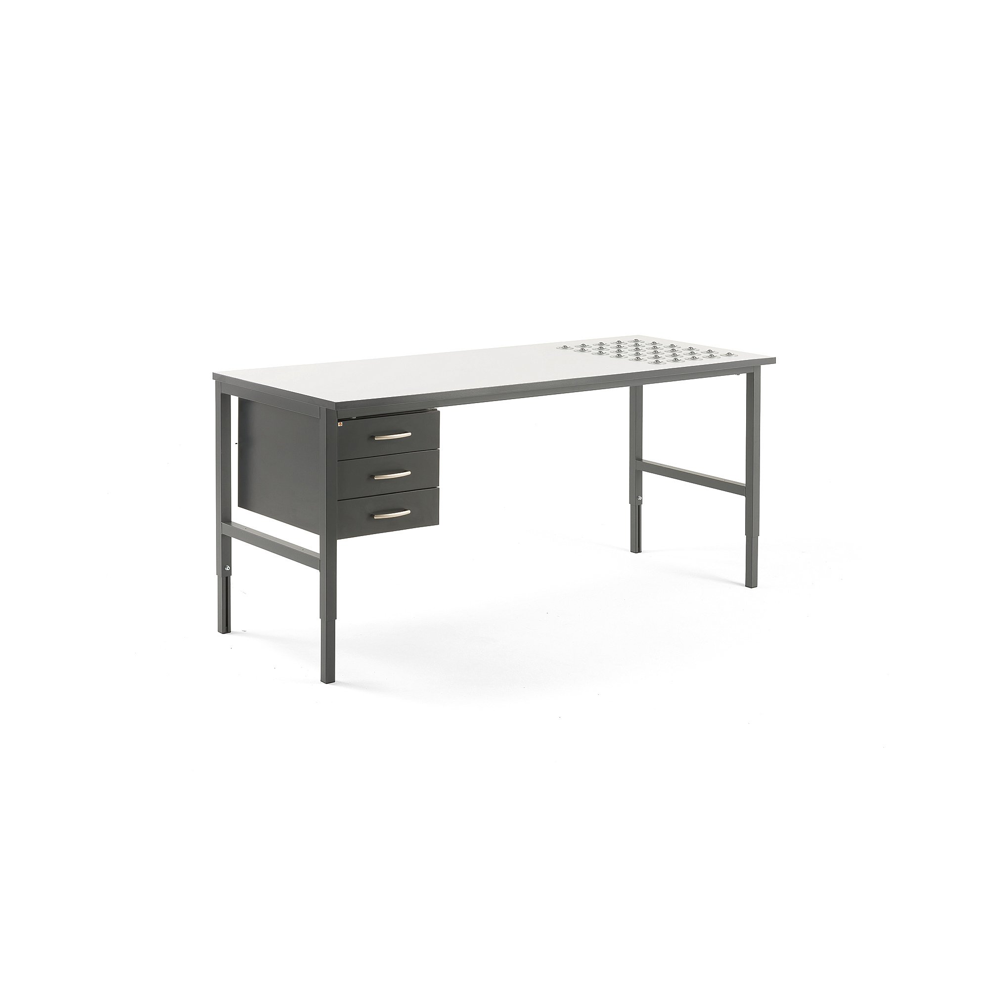 E-shop Dielenský stôl Cargo s valčekmi, 2000x750 mm, 3 zásuvky