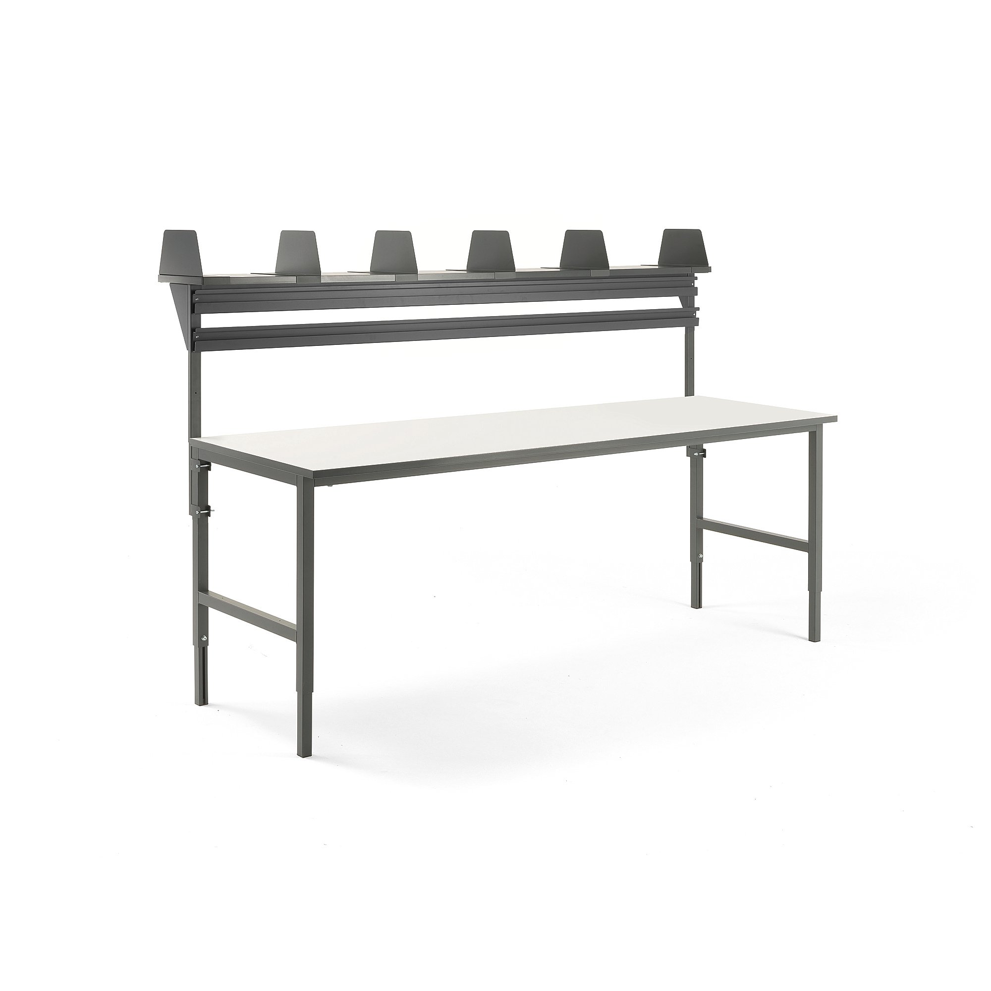E-shop Dielenský stôl Cargo, 2400x750 mm, vrchná polica + 2 koľajnice