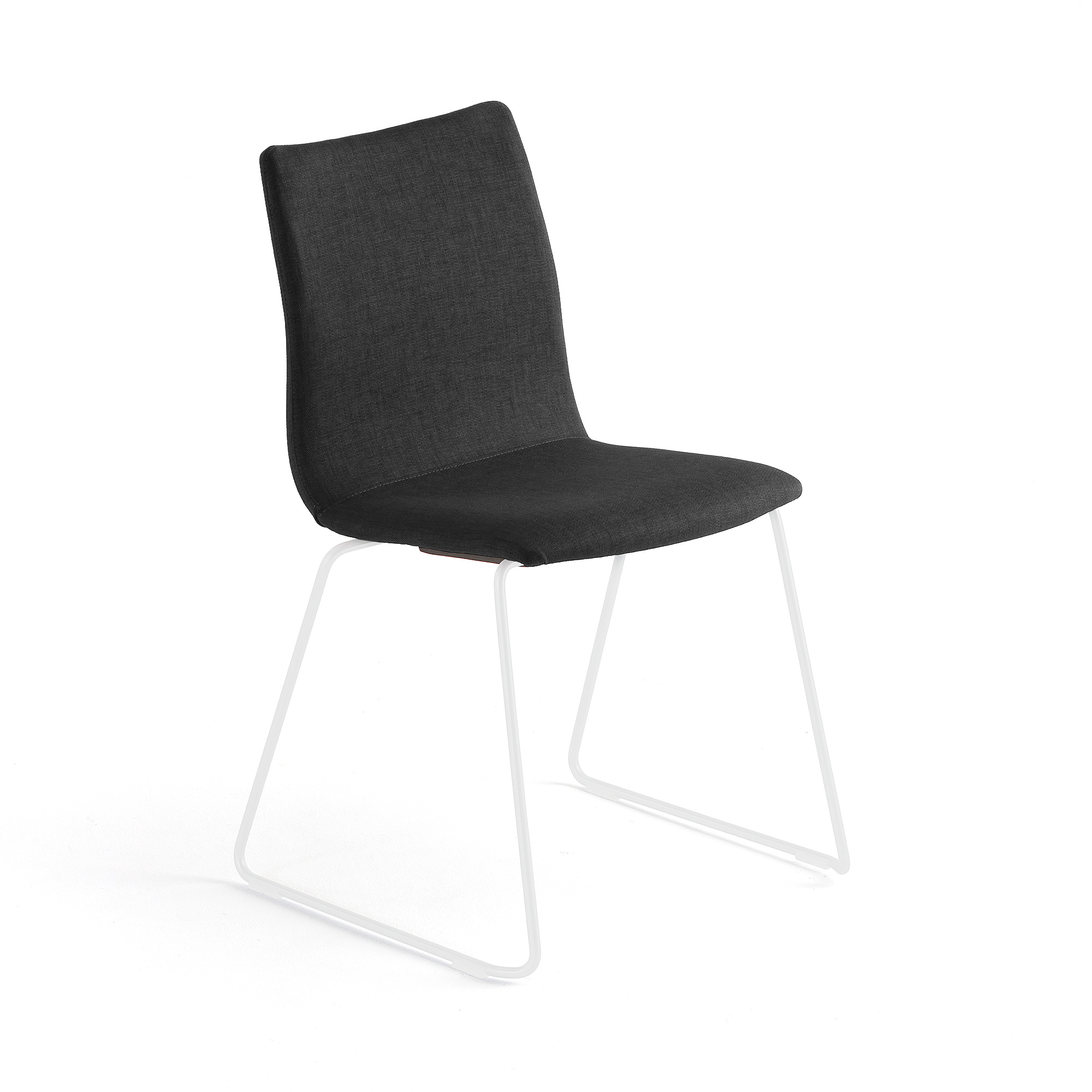 Konferenčná stolička OTTAWA, s kĺzavou základňou, čierna tkanina, biela