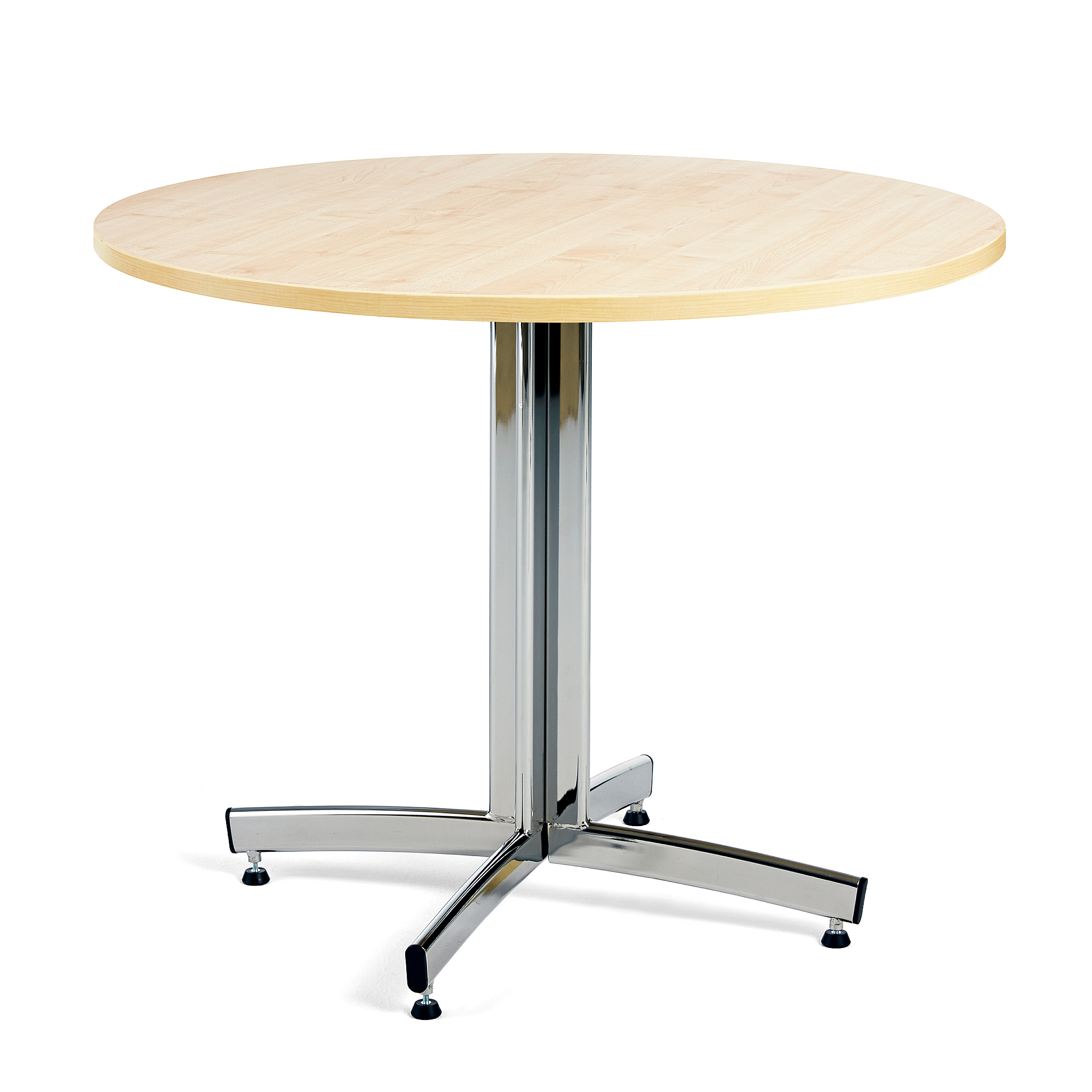 Jedálenský stôl SANNA, okrúhly Ø 900 x V 720 mm, breza / chróm