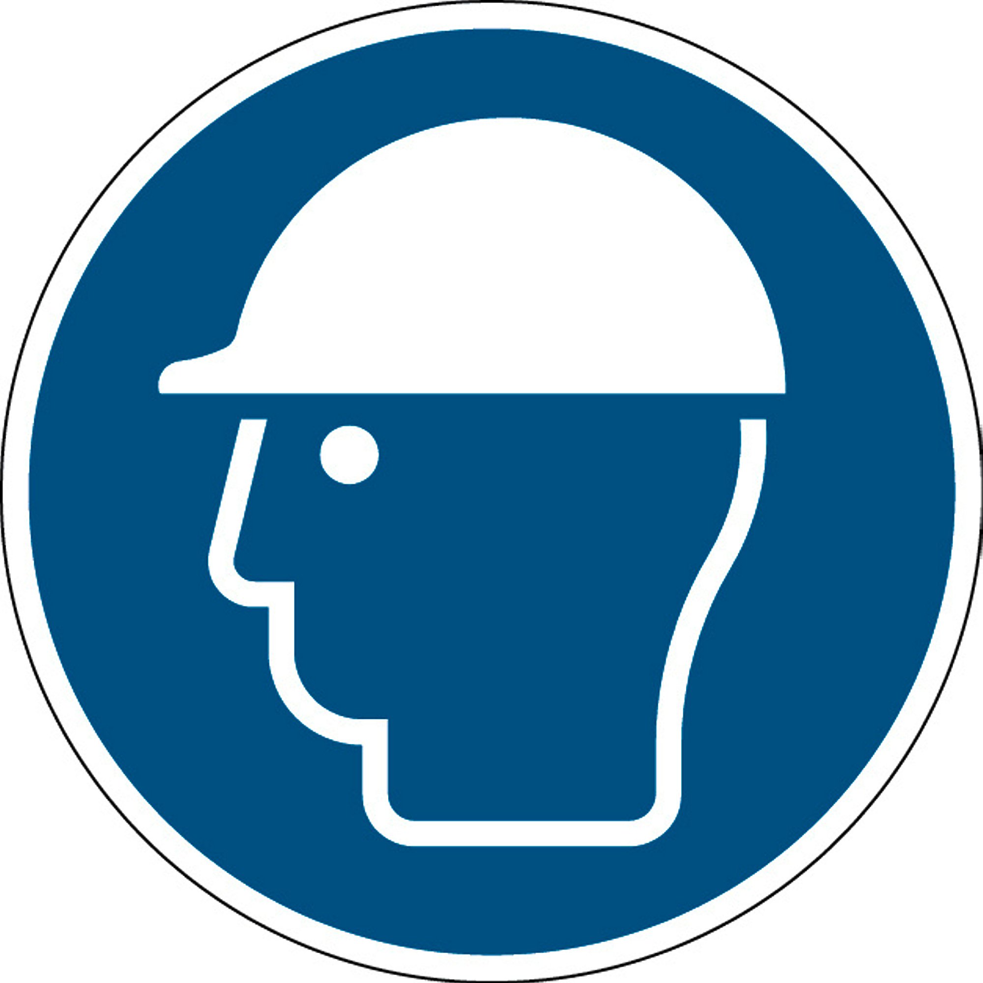 E-shop Bezpečnostné značenie: Používajte ochranu hlavy, polyester, Ø 100 mm