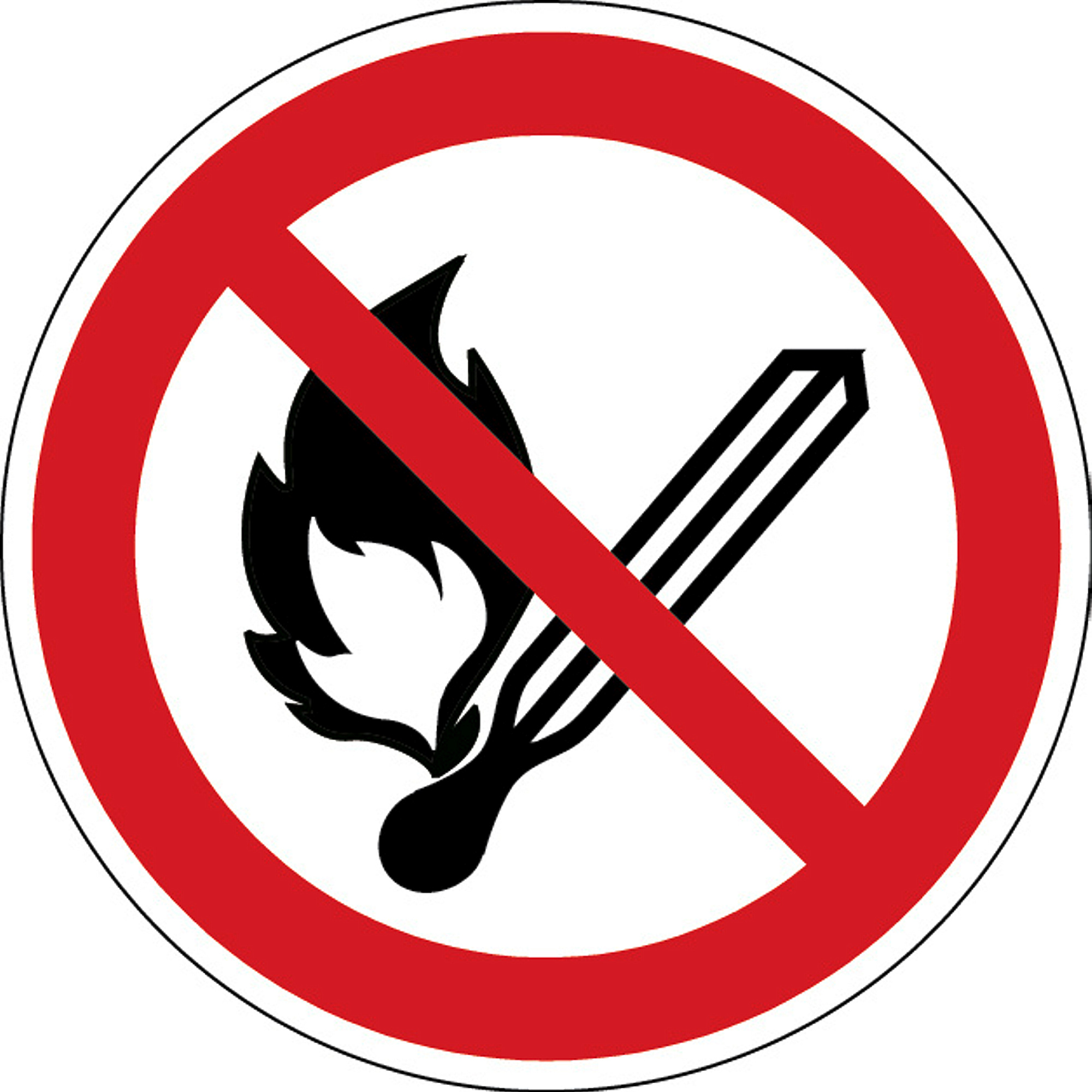 E-shop Bezpečnostné značenie: Zákaz používania otvoreného ohňa, polyester, Ø 100 mm