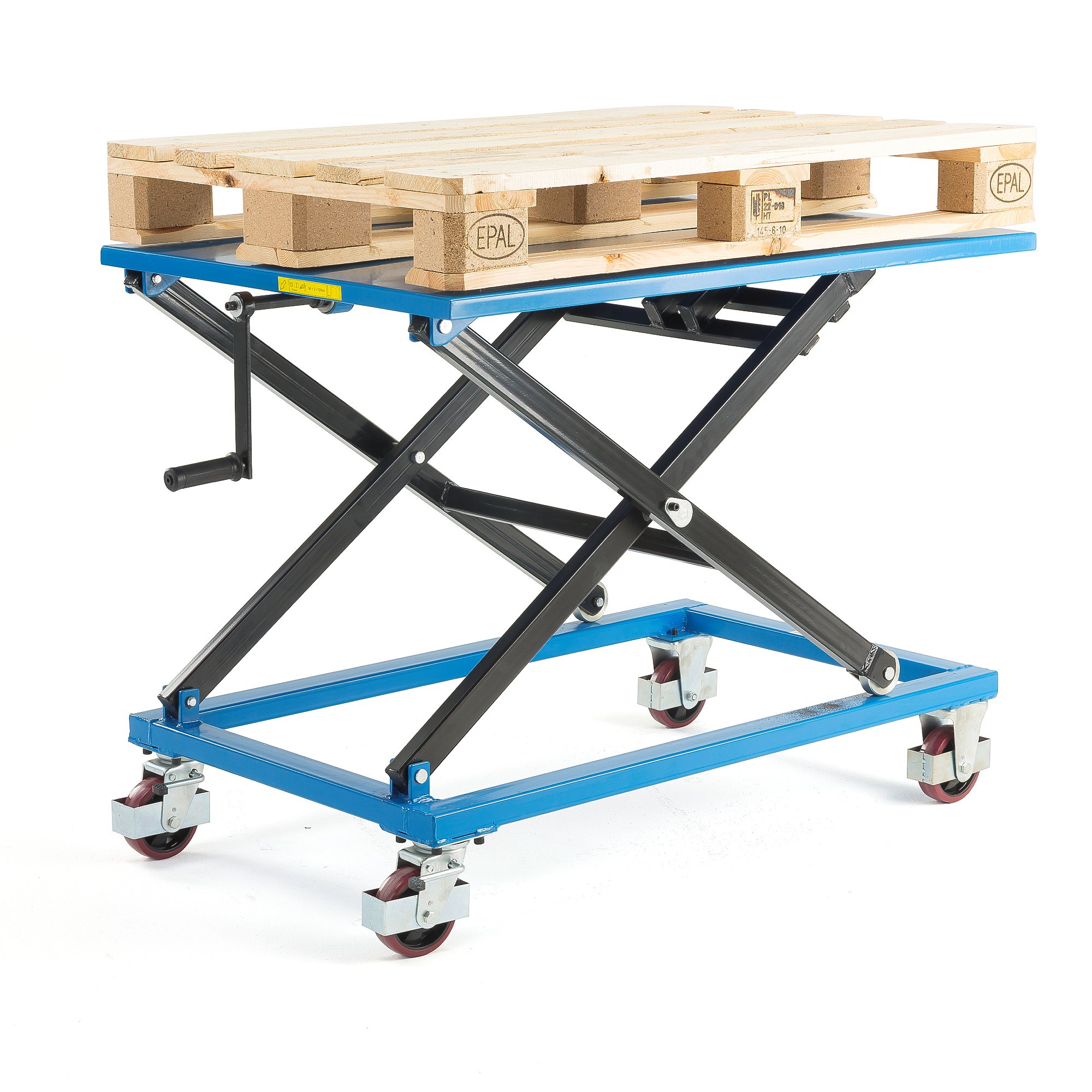 Manuální zvedací stůl BLAZE, mobilní, 350 kg, 1200x800 mm