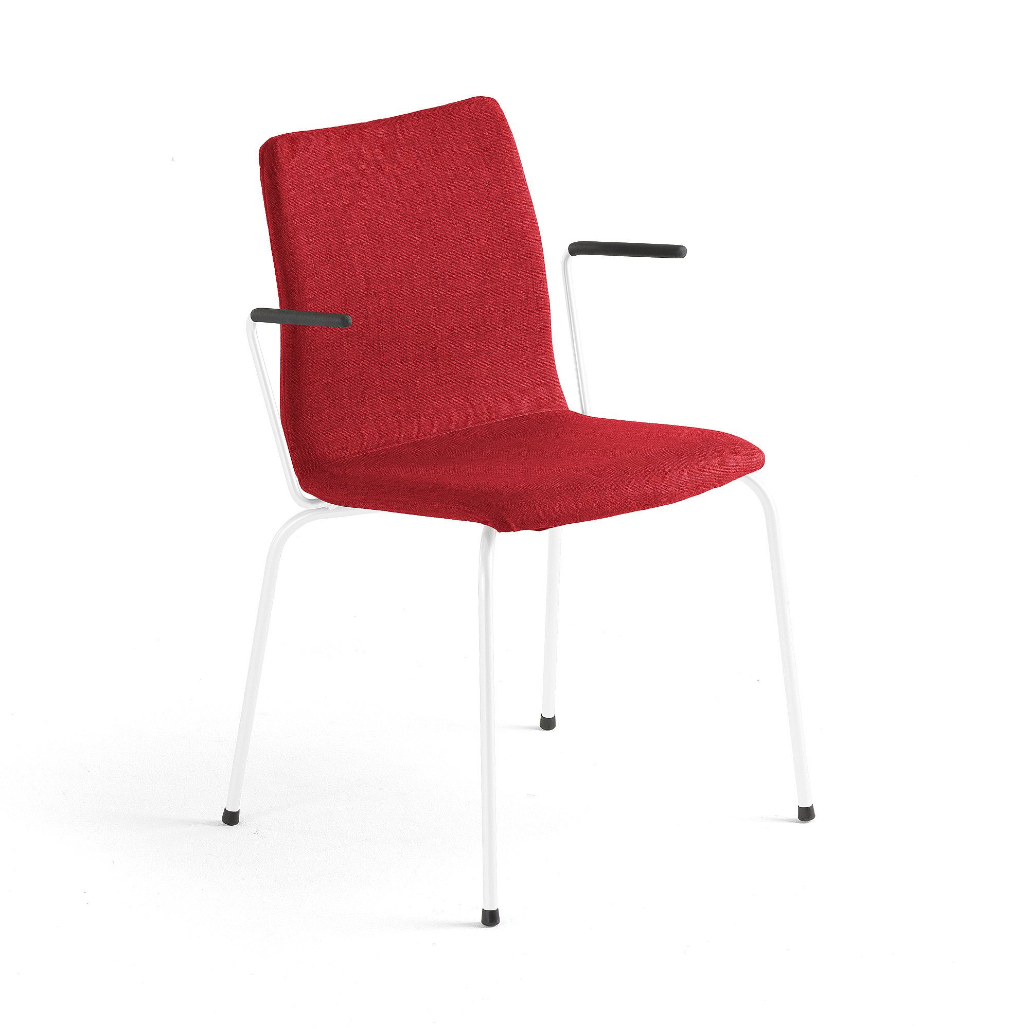 E-shop Konferenčná stolička OTTAWA, s opierkami rúk, červená tkanina, biela