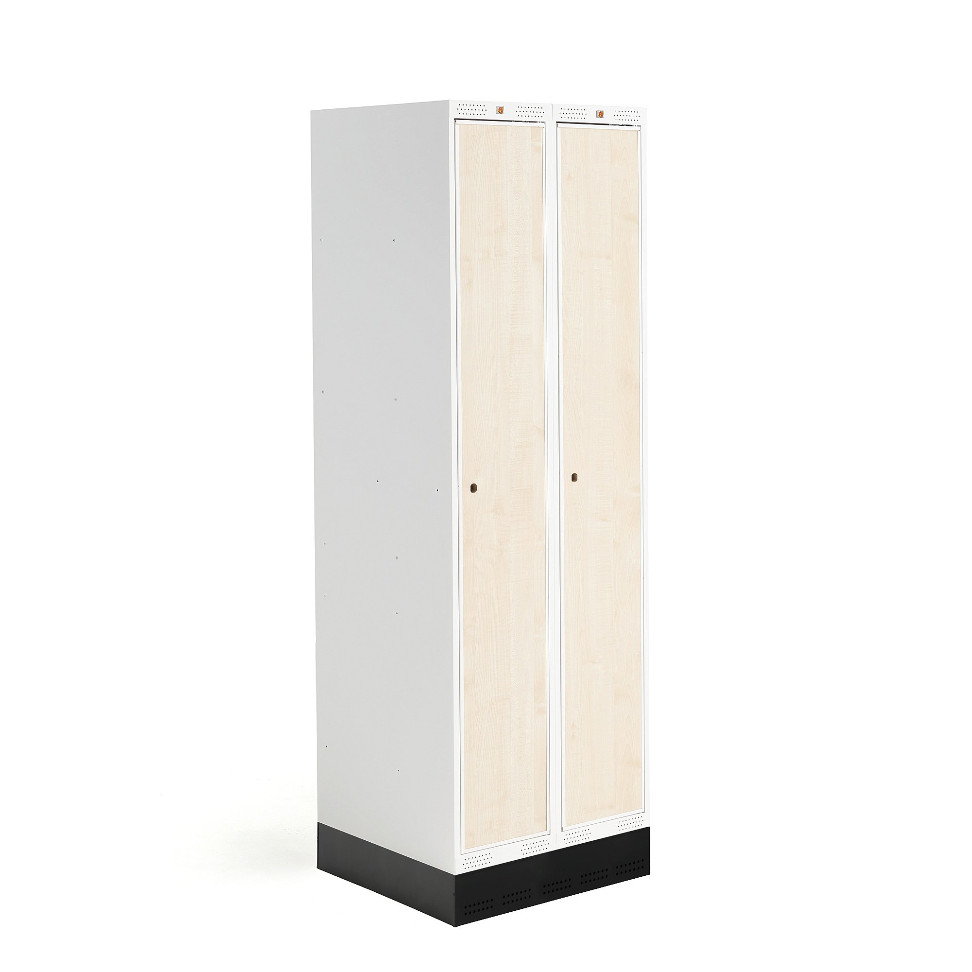 E-shop Školská šatňová skrinka ROZ, 2 sekcie, 2 dvere, 1890x600x550 mm, breza, so soklom
