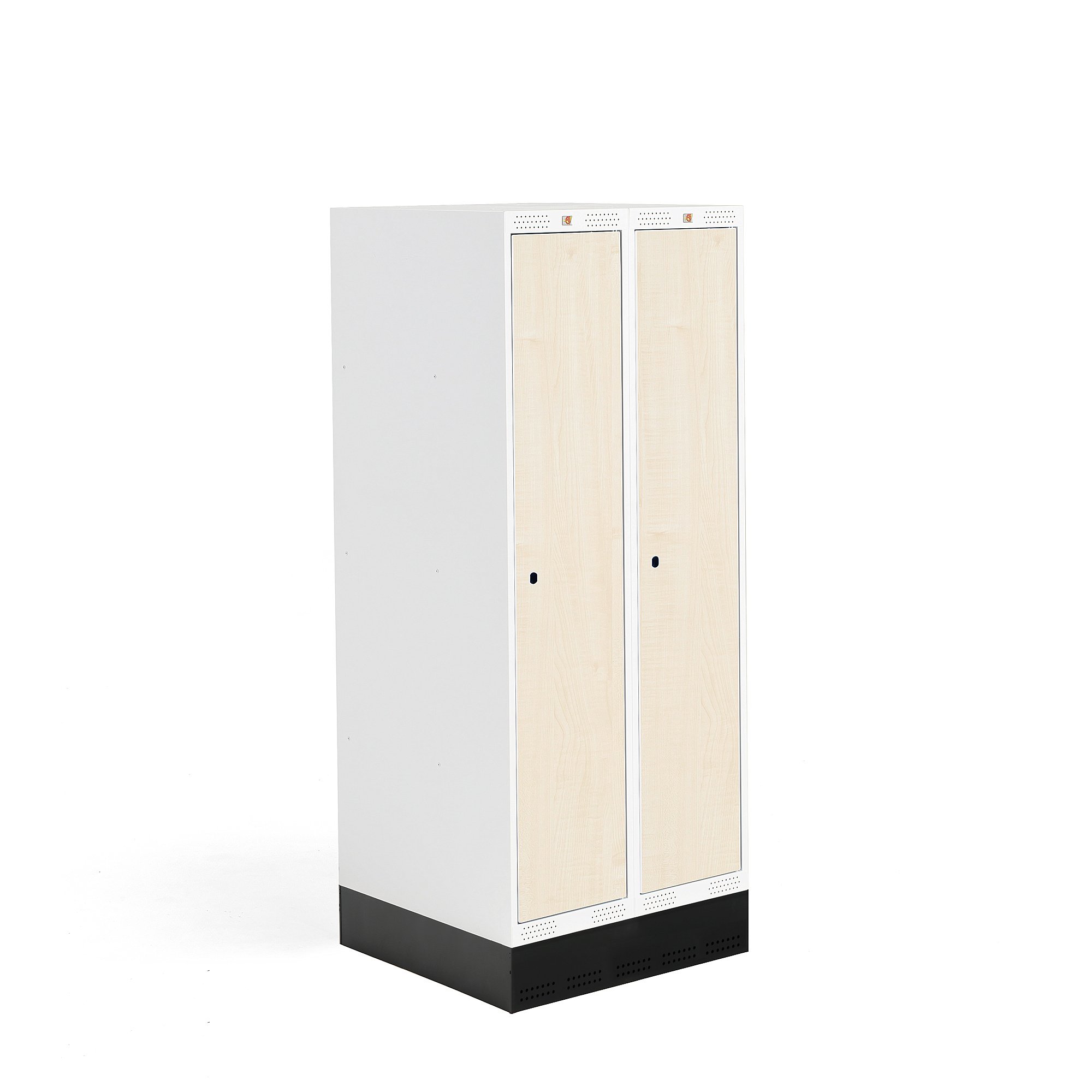 E-shop Školská šatňová skrinka ROZ, 2 sekcie, 2 dvere, 1510x600x550 mm, breza, so soklom