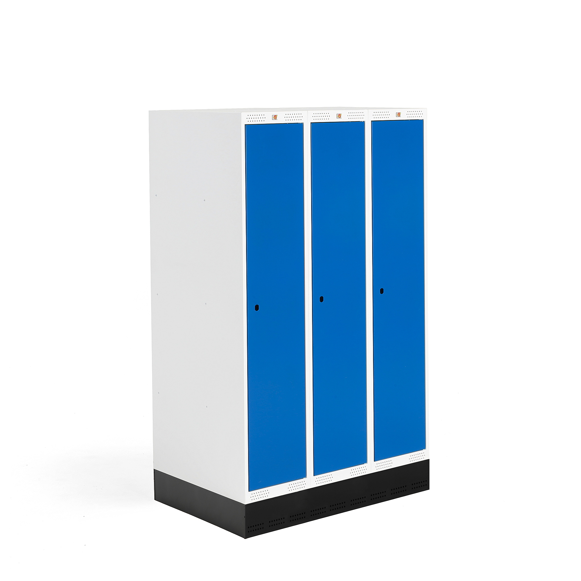 Šatní skříňka ROZ, 3 sekce, se soklem, 1510x900x550 mm, modrá