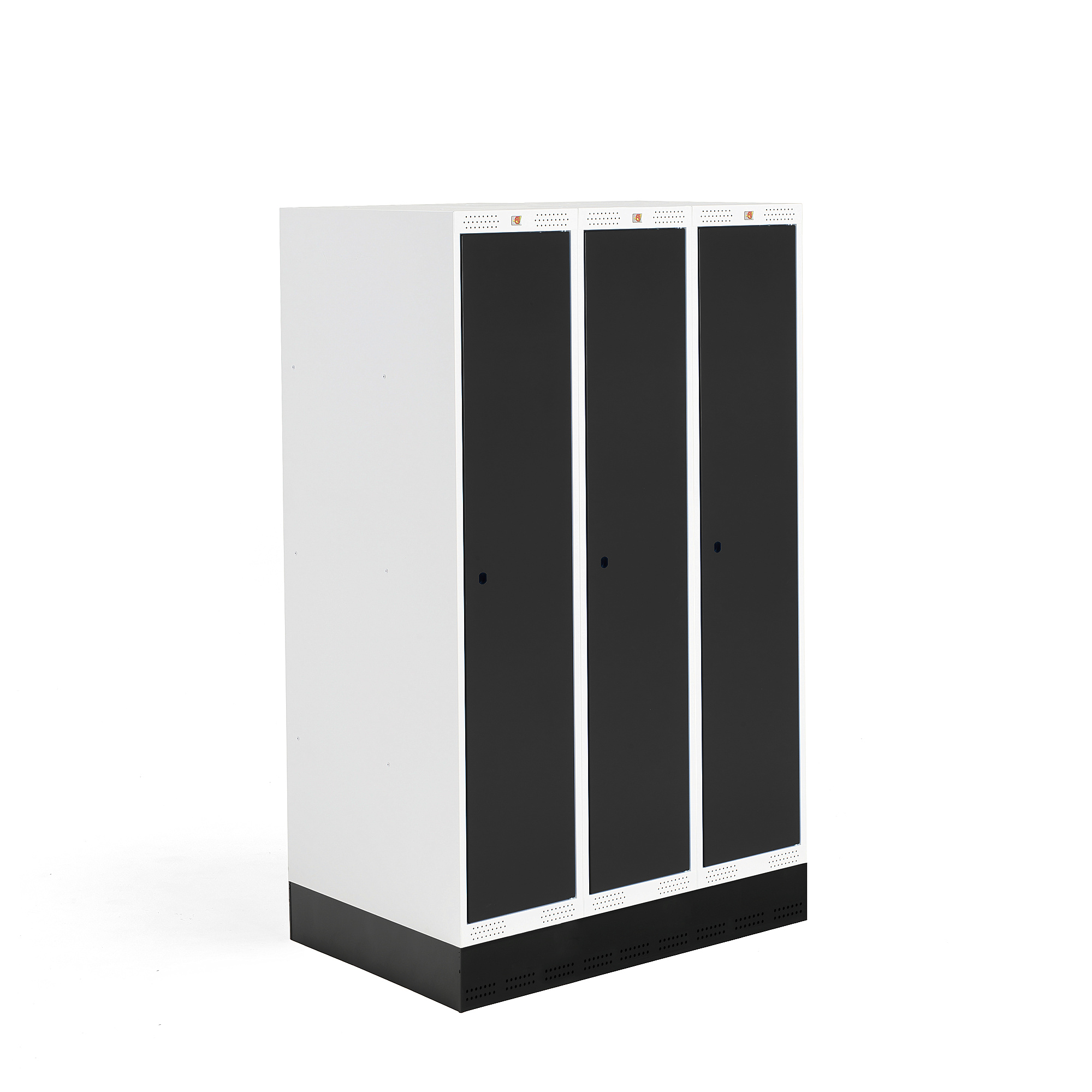 Levně Šatní skříňka ROZ, 3 sekce, se soklem, 1510x900x550 mm, černá