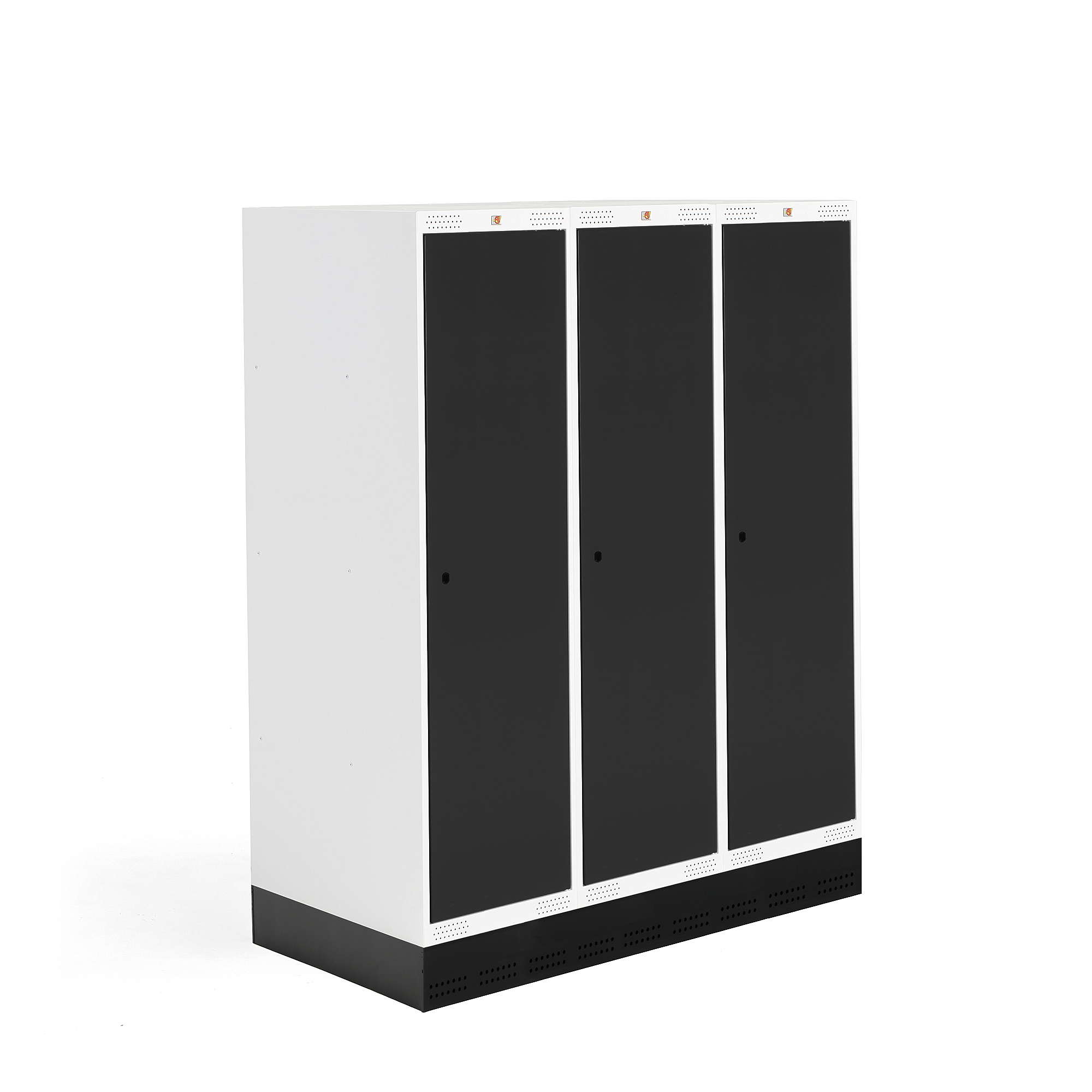 Šatní skříňka ROZ, 3 sekce, se soklem, 1510x1200x550 mm, černá