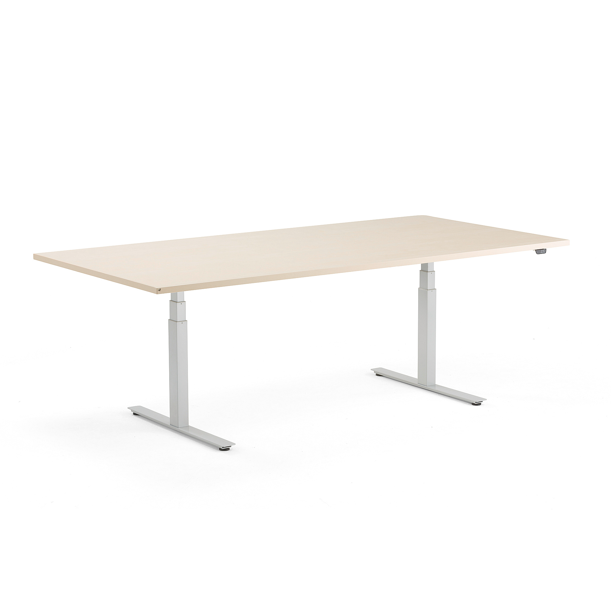 Rokovací výškovo nastaviteľný stôl MODULUS, 2400x1200 mm, strieborná/breza