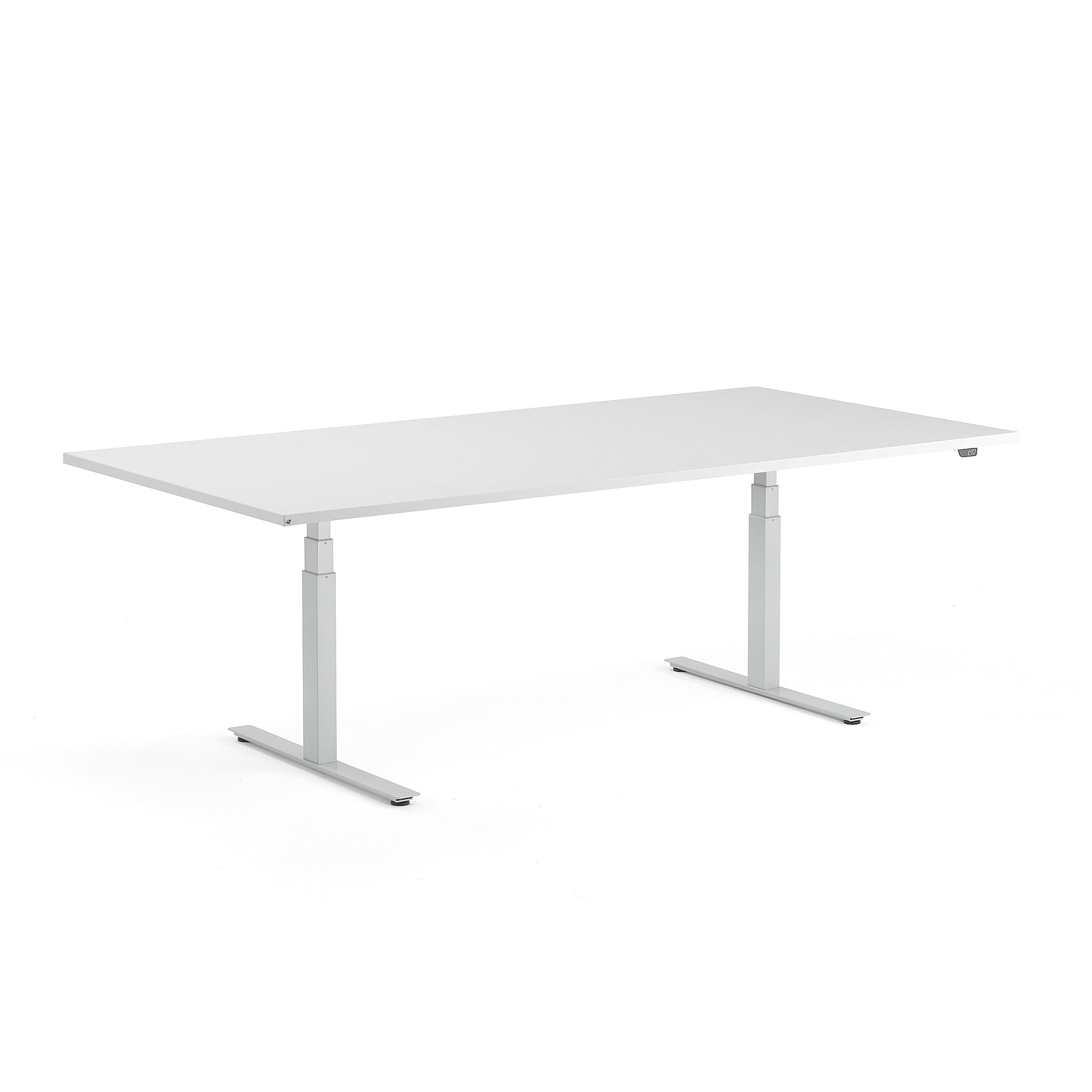Rokovací výškovo nastaviteľný stôl MODULUS, 2400x1200 mm, strieborná/biela