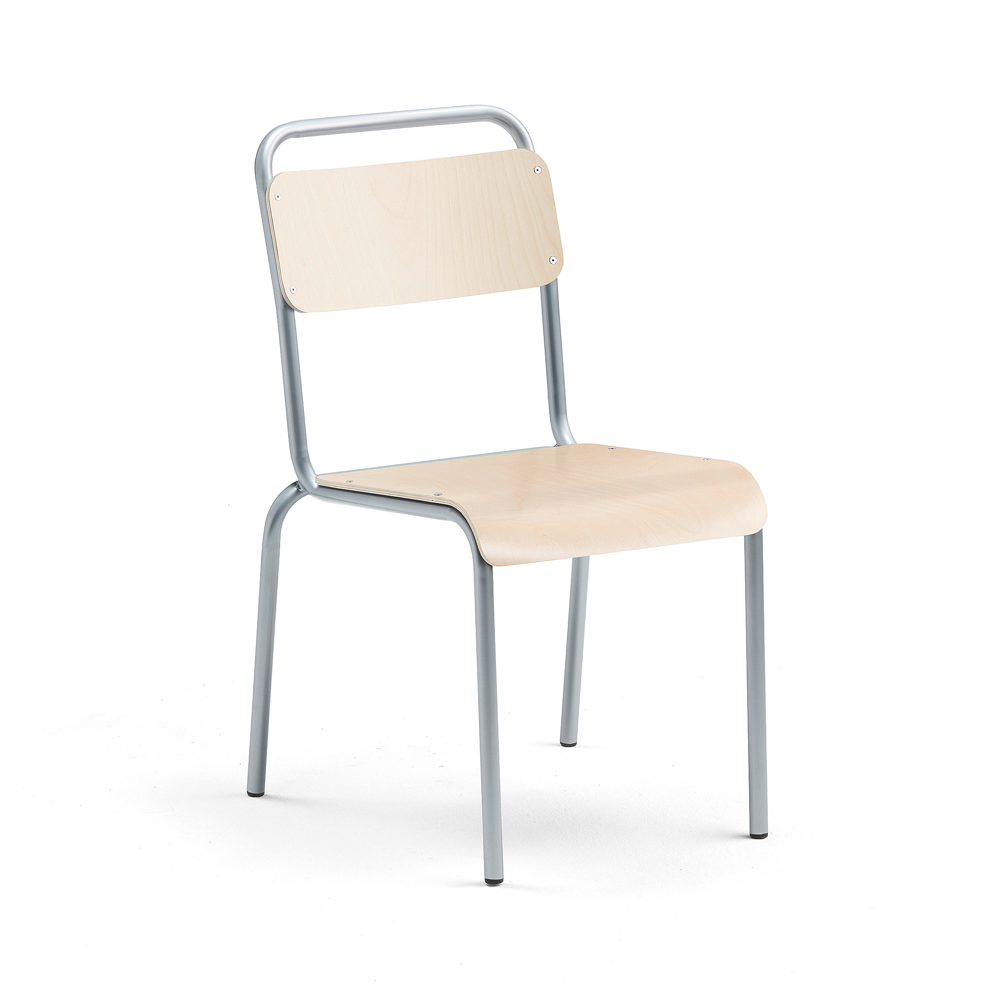 Jídelní židle FRISCO, hliníkově šedý rám, HPL bříza