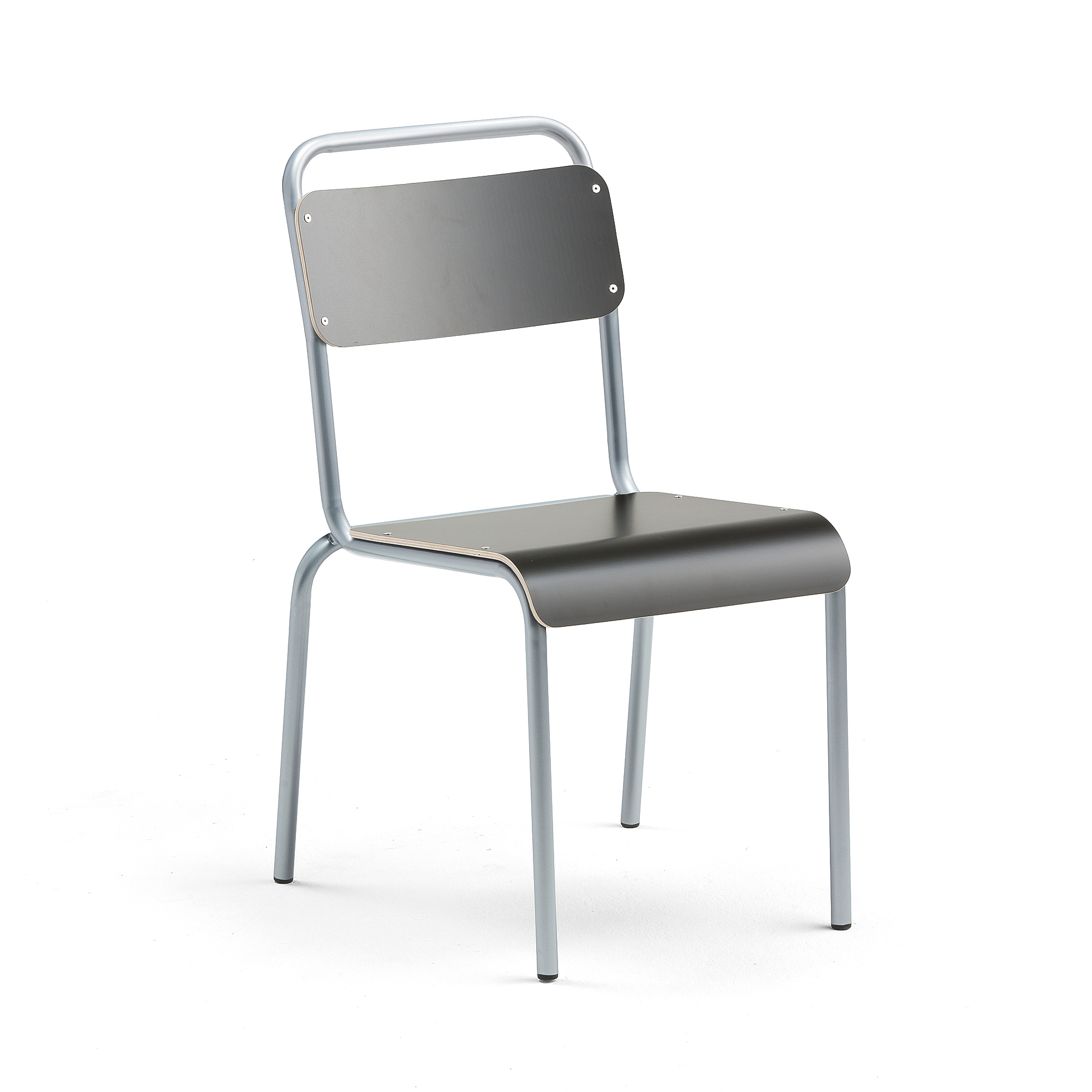Jídelní židle FRISCO, hliníkově šedý rám, HPL černá