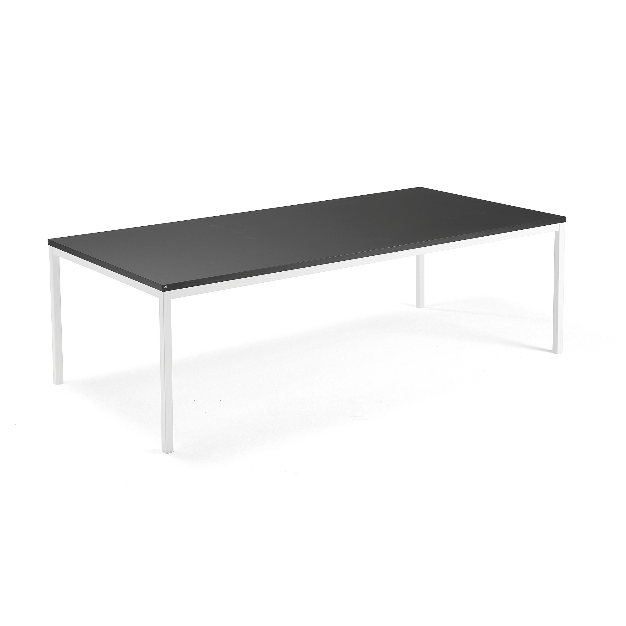 Jednací stůl QBUS, 2400x1200 mm, 4 nohy, bílý rám, černá
