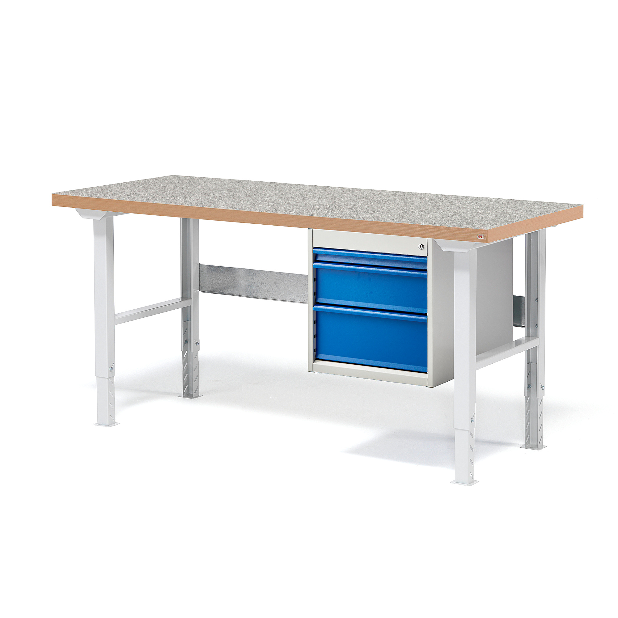 Dílenský stůl SOLID, 1500x800 mm, nosnost 750 kg, 3 zásuvky, vinylový povrch