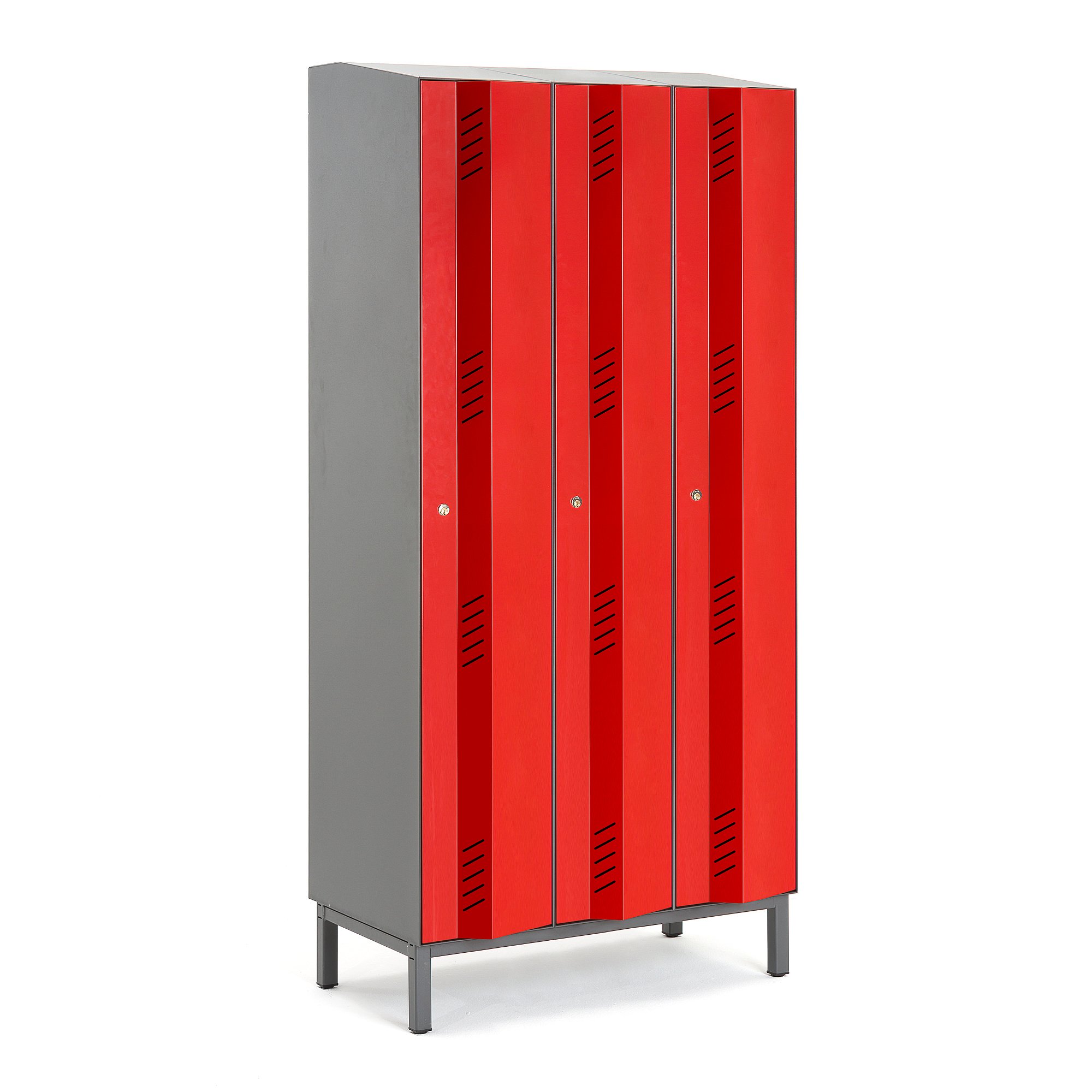 Levně Šatní skříň CREATE ENERGY, 3 sekce, 1985x900x500 mm, červené dveře, vč. noh
