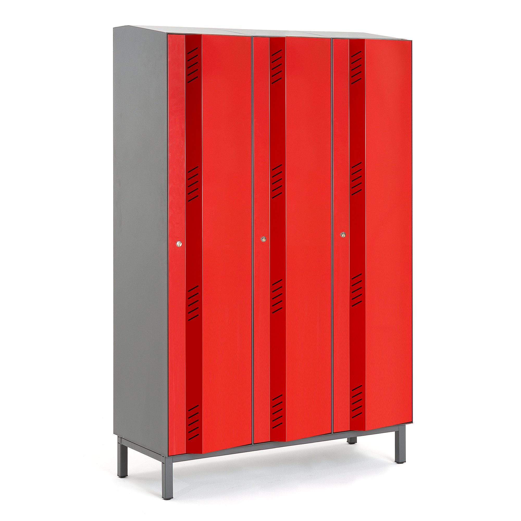 Šatní skříň CREATE ENERGY, 3 sekce, 1985x1200x500 mm, červené dveře, vč. noh