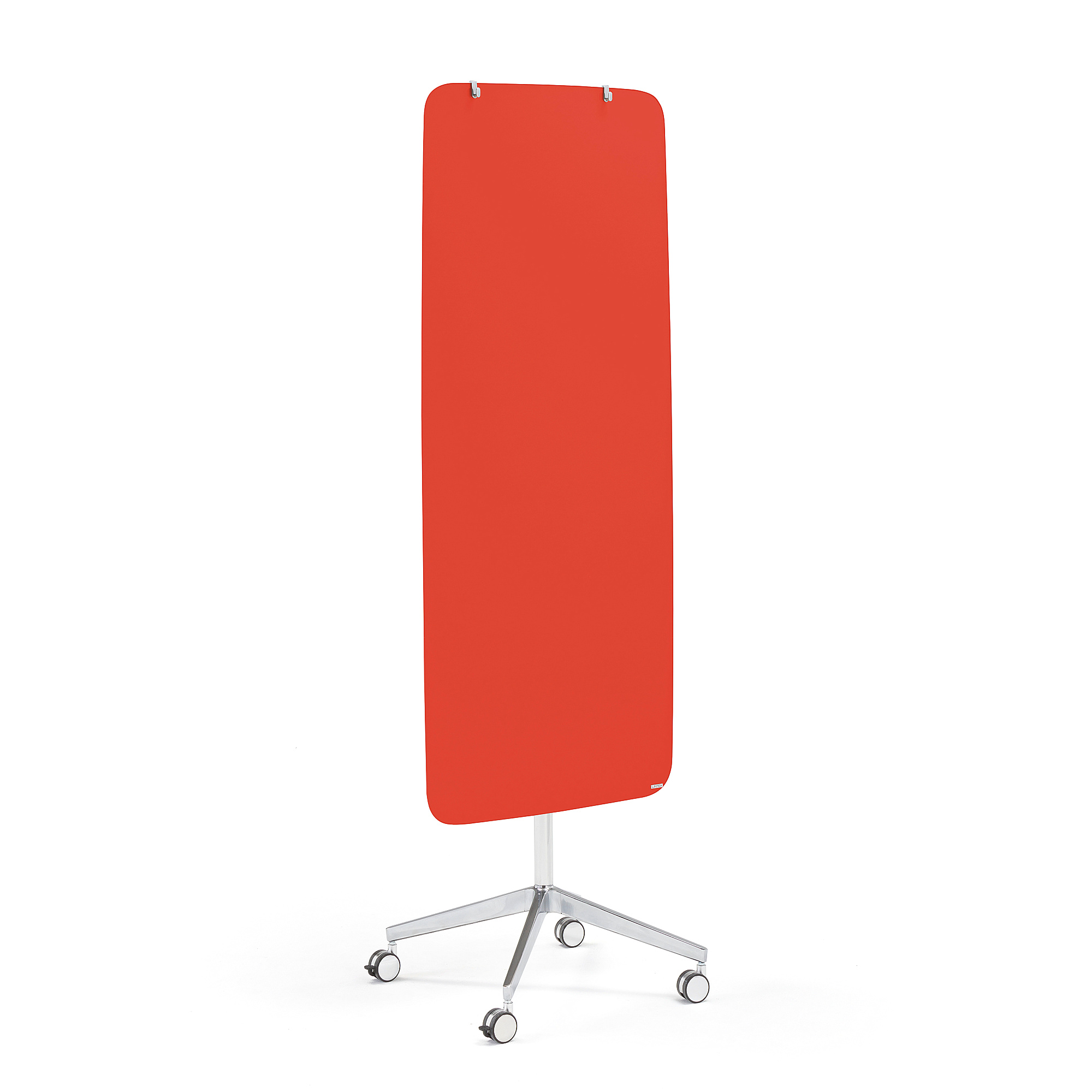 Mobilní skleněná tabule STELLA, magnetická, kulaté rohy, pastelově červená