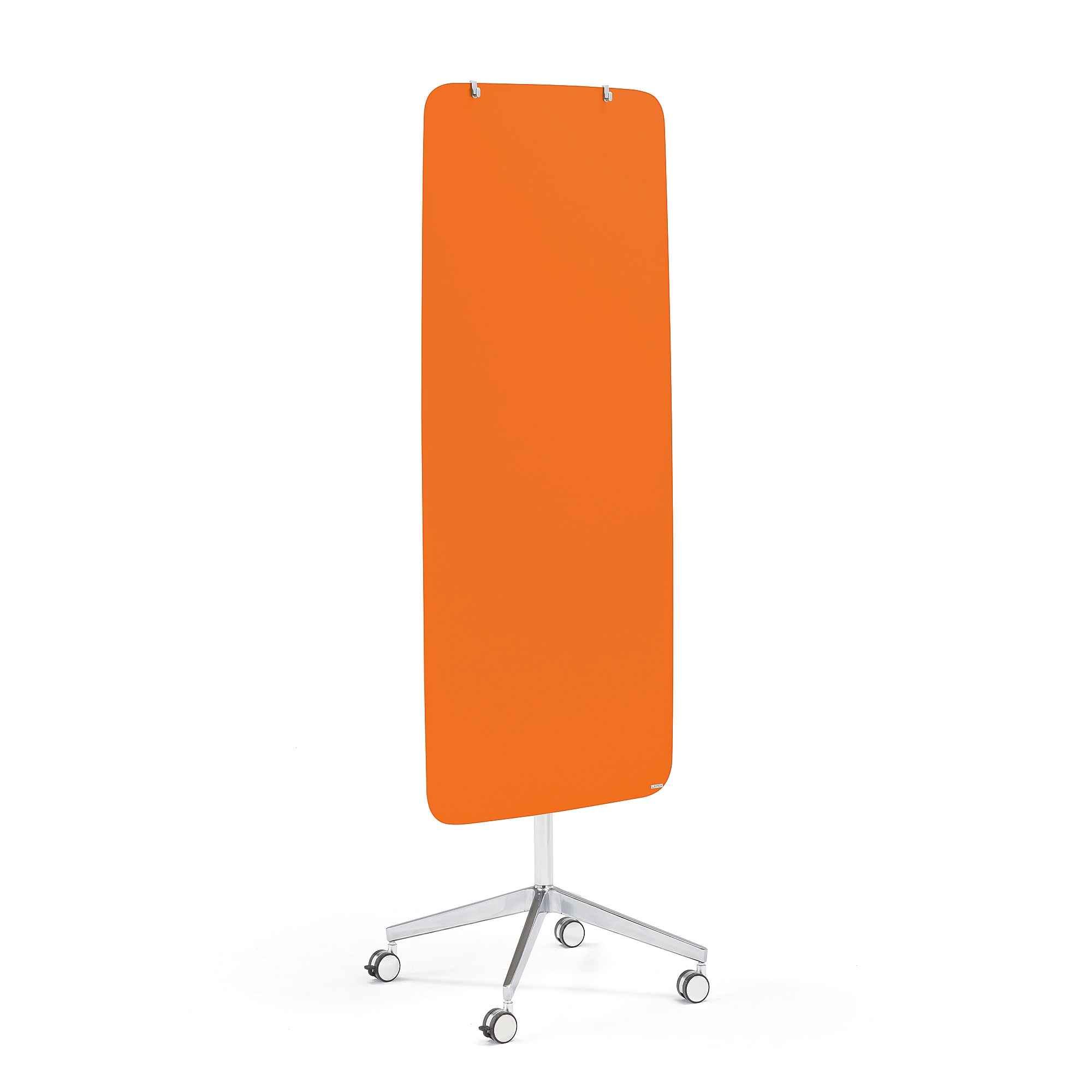 Mobilní skleněná tabule STELLA, magnetická, kulaté rohy, pastelově oranžová