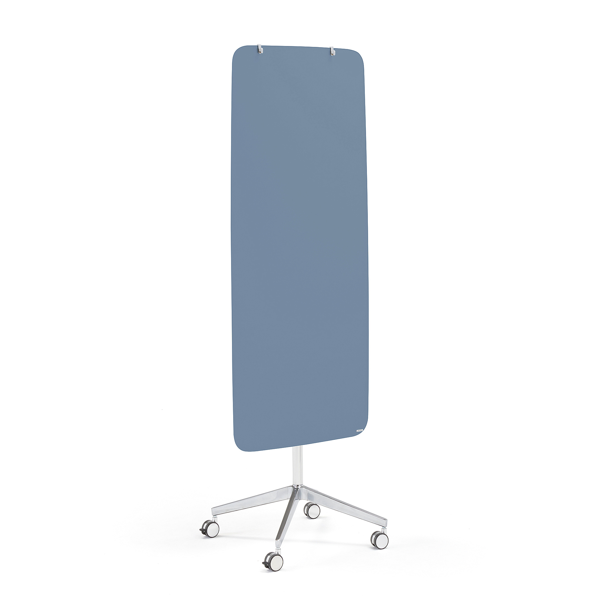 Mobilní skleněná tabule STELLA, magnetická, kulaté rohy, pastelově modrá